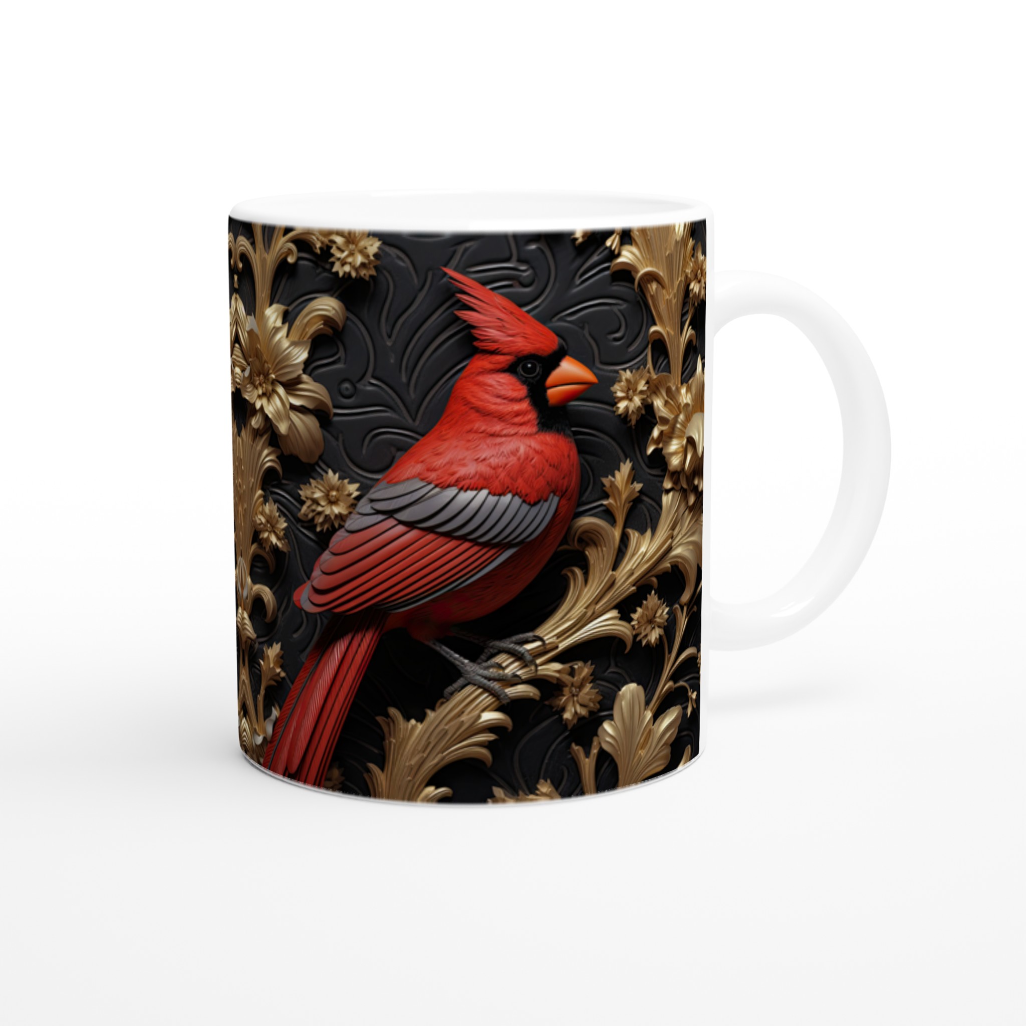 Elegant 11oz Ceramic Mug with Regal Red Cardinal & Gold Flourish Design 9 df7a6cdd-fb51-4f04-bbc7-1939cc251c0c