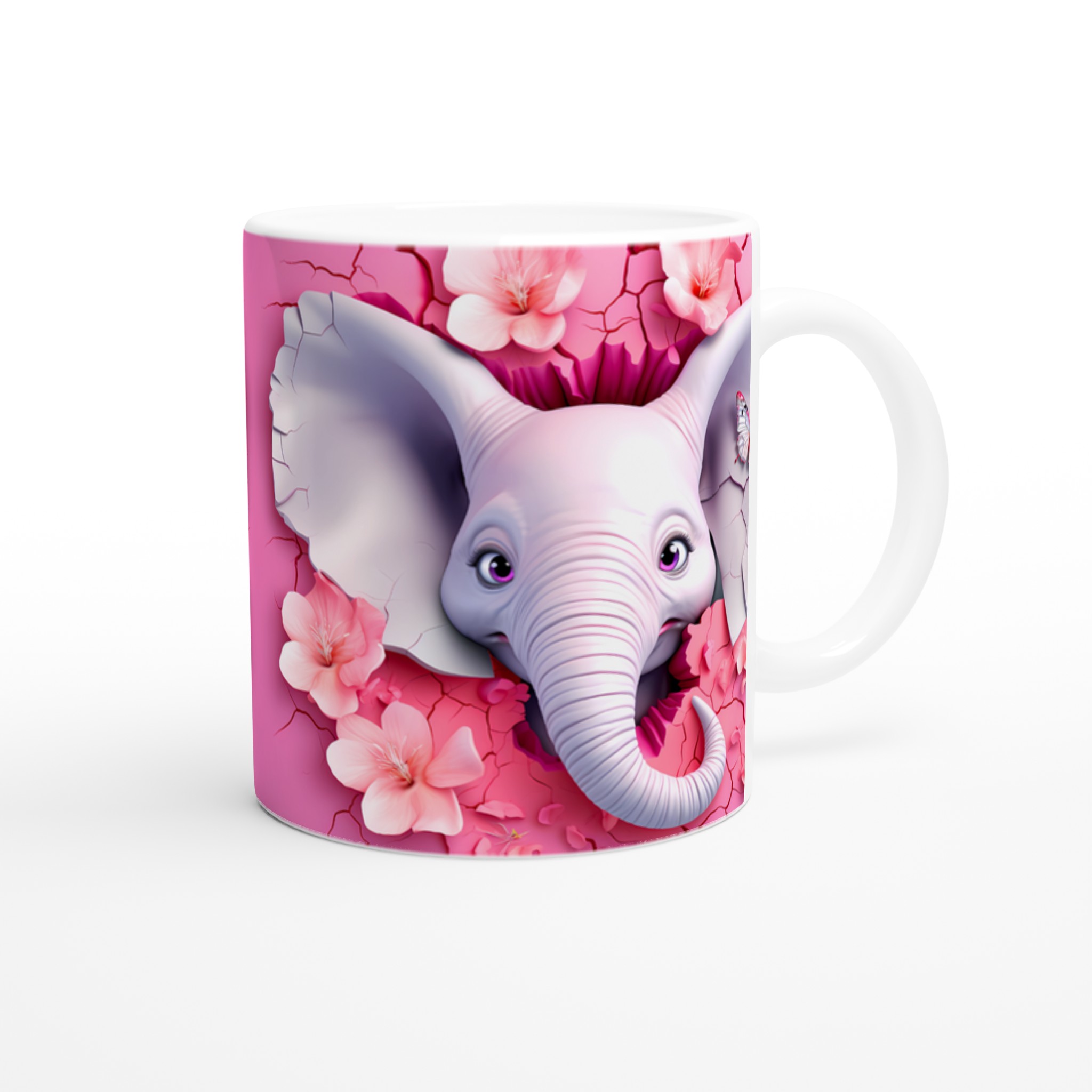 Söt Elefant & Fjäril 11oz Keramisk Mugg – Drömrosa Design för Kaffeälskare 9 df91d073-acd6-40fa-a863-f9393c0f3bf5