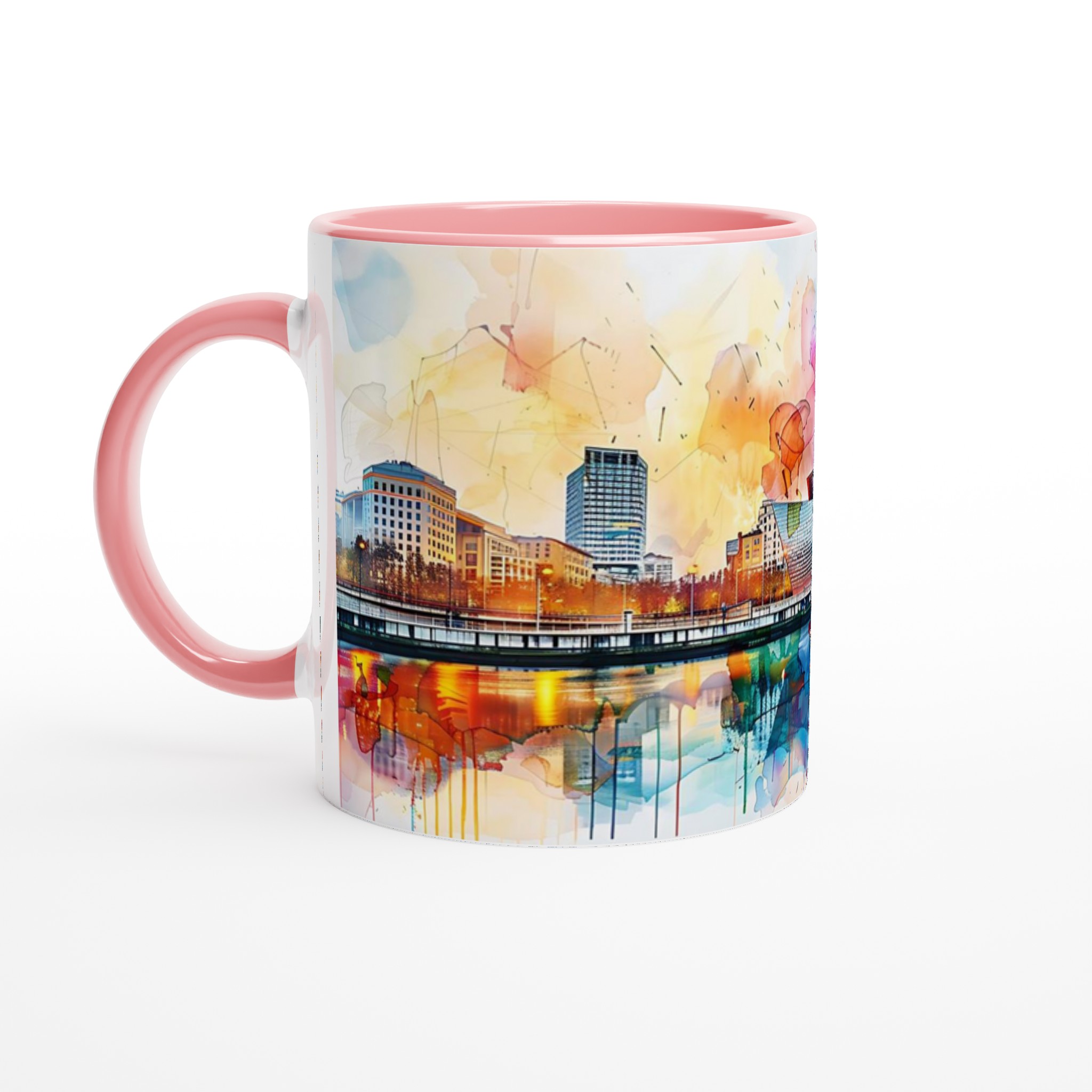 Abstrakt Stadsbild Akvarell Mugg – Färgstark Keramikmugg 11oz 6 dfab3e12-086d-44ab-ac14-cb8c367595b8