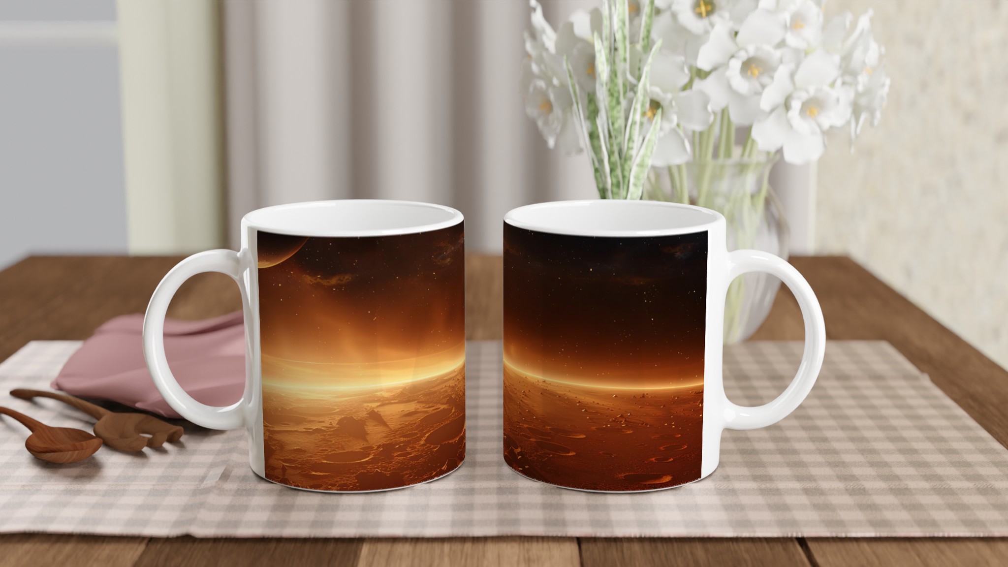 Kosmisk Gryning: Planetariskt Landskap Keramikmugg - 11oz, Välj Din Färg! 10 e017f53a-2d63-4691-b3ab-809a9eb2b28e