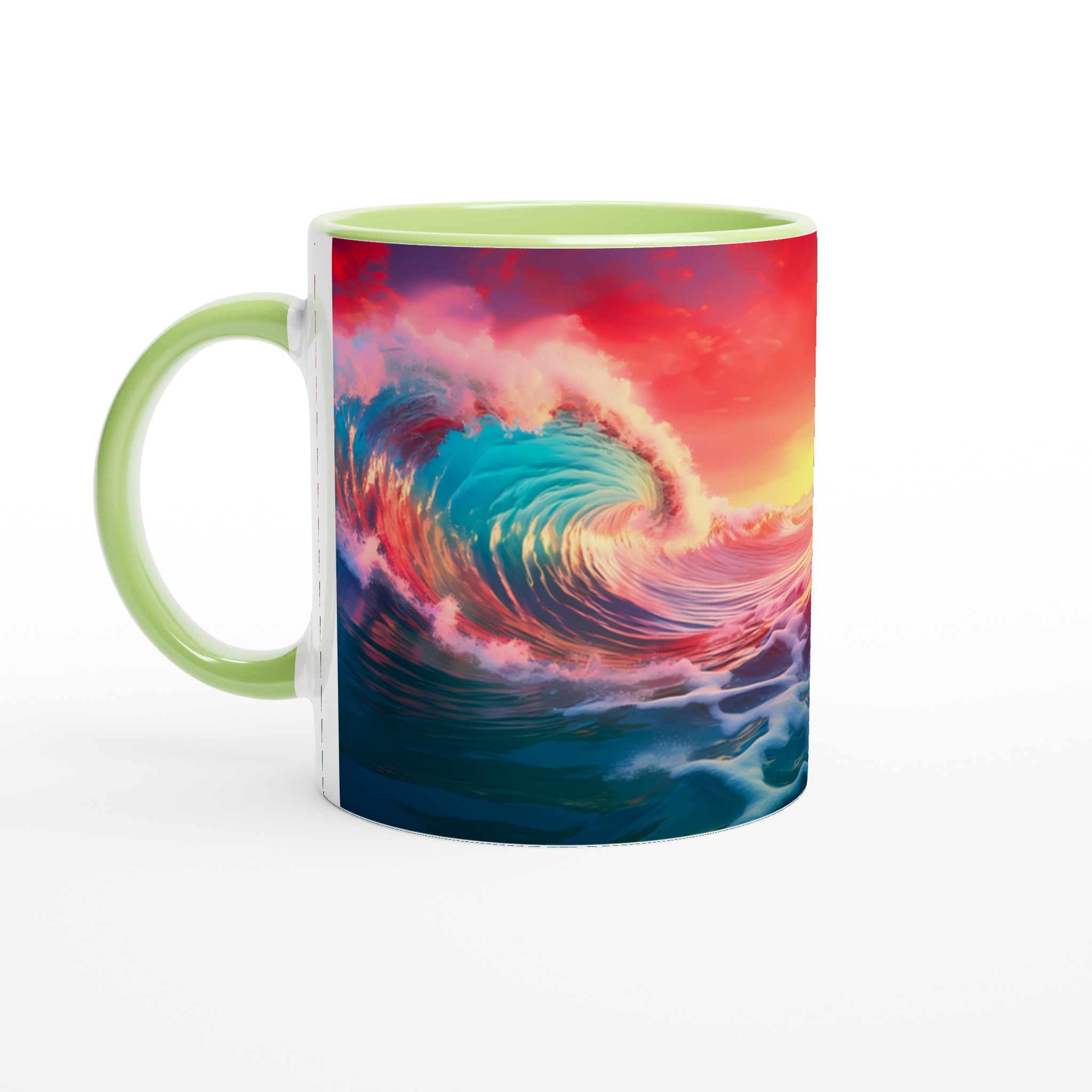 Oceanisk Färgexplosion – 11oz Keramisk Mugg med Vibrerande Vågmönster 3 e01f0654-2a6c-47f5-bd54-46d373227f27