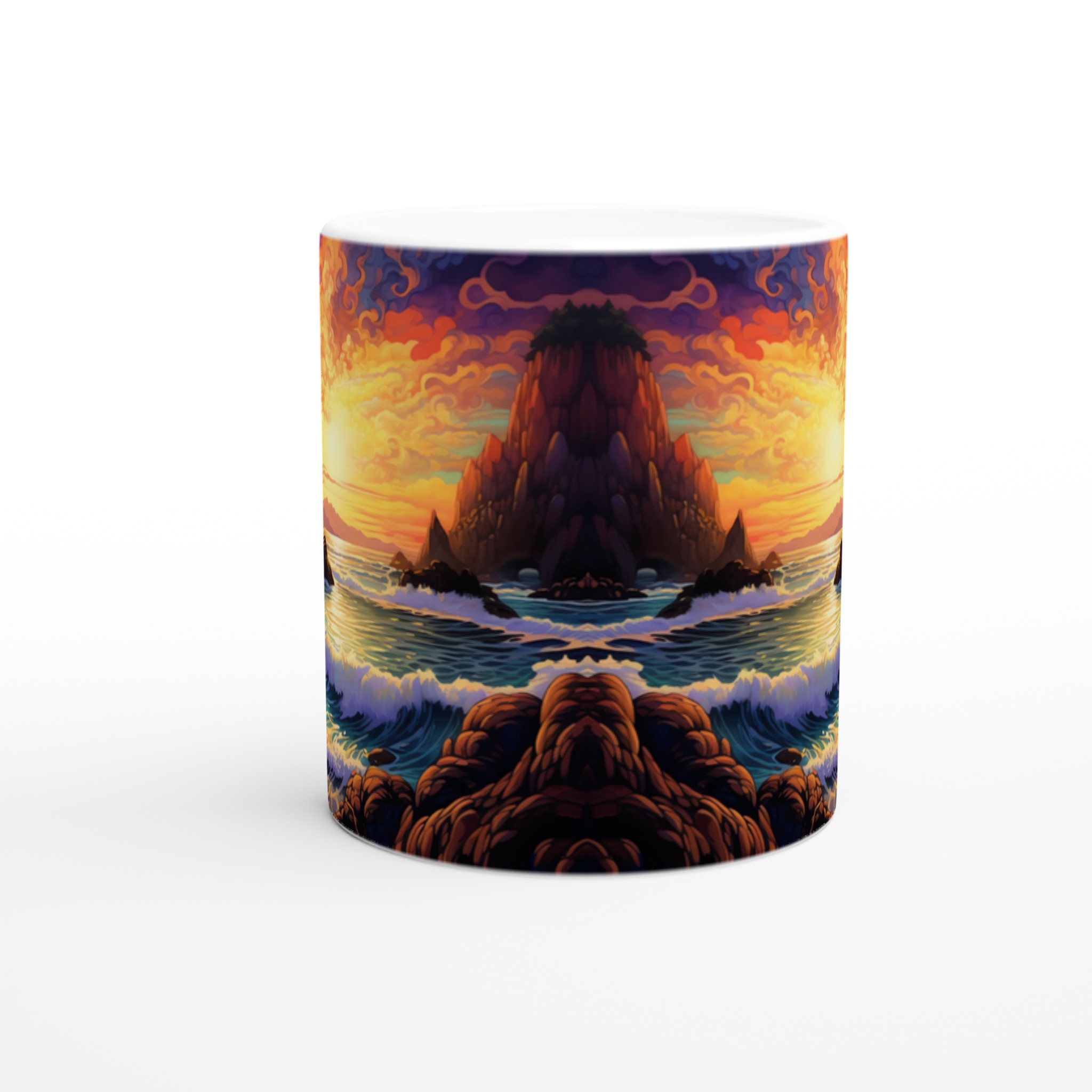 Magisk Solnedgångsmugg: 11oz Keramisk Mugg med Vibrerande Kustlandskap, Välj bland 7 Färger! 8 e090bbb5-1fad-4561-bdd1-109e1045d607