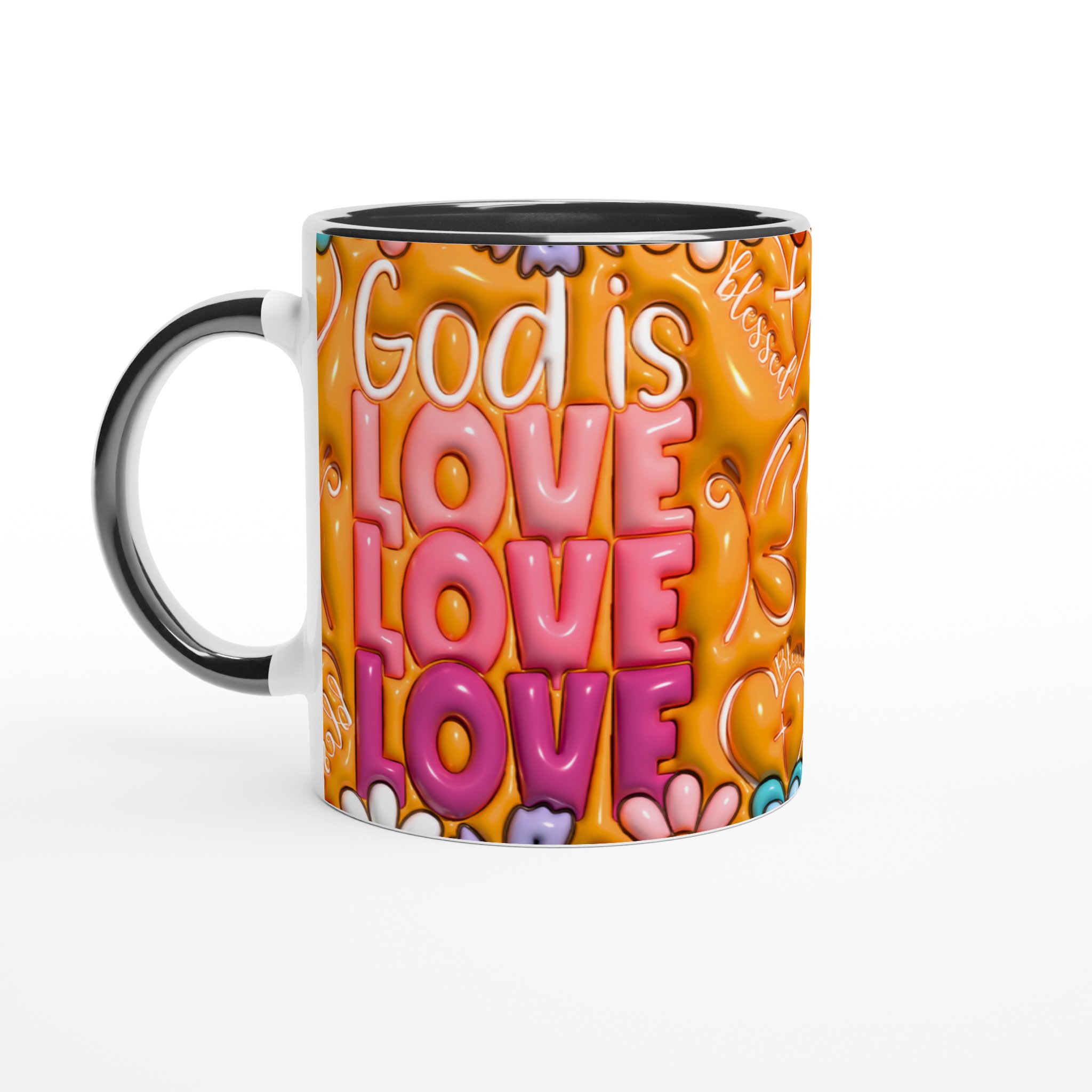 God Is Love & Blessed Ceramic Mugg – 11 oz i livfulla färger 7 e0d6da1c-7e39-47aa-9e0d-dfbf62660d4f