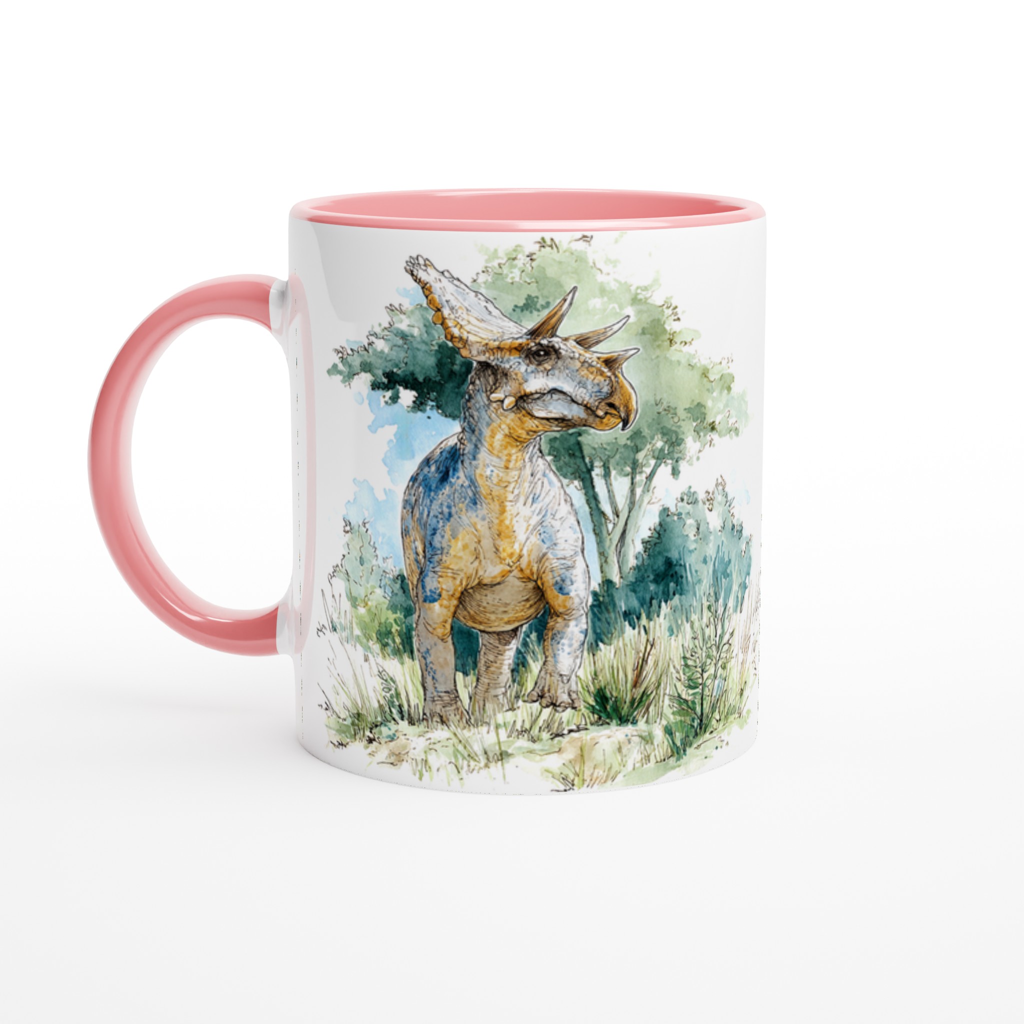 Triceratops Akvarellmugg – Handritad Dinosauriekonst för Kaffeälskare, Välj Färg! 6 e13c9ec8-89e6-42af-9d7d-c78356d3de43