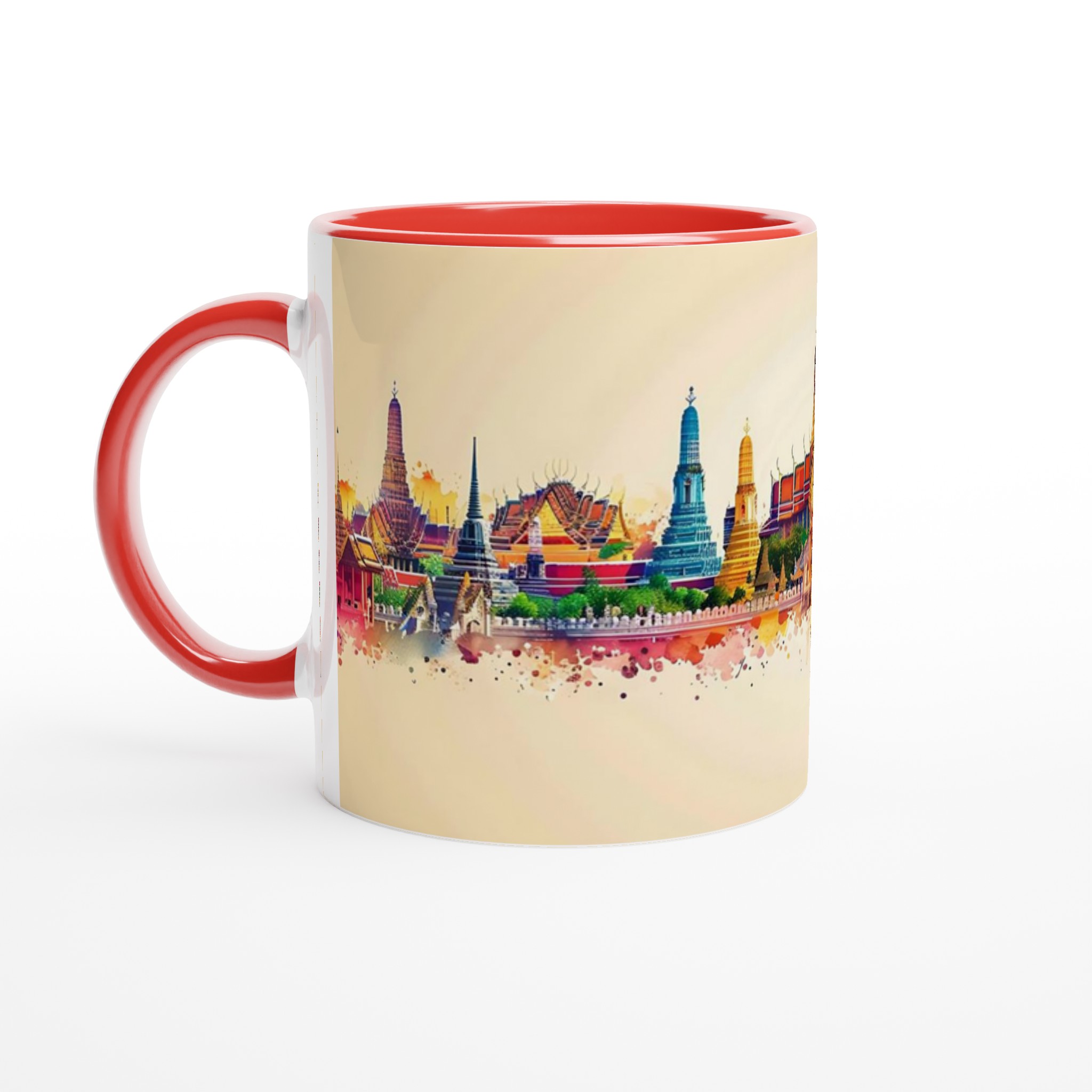 Bangkok Skyline Akvarell Mugg – Färgstark Keramikmugg, Välj bland 7 Livliga Färger 2 e16da416-d749-4aad-a09c-7dca6e18a389