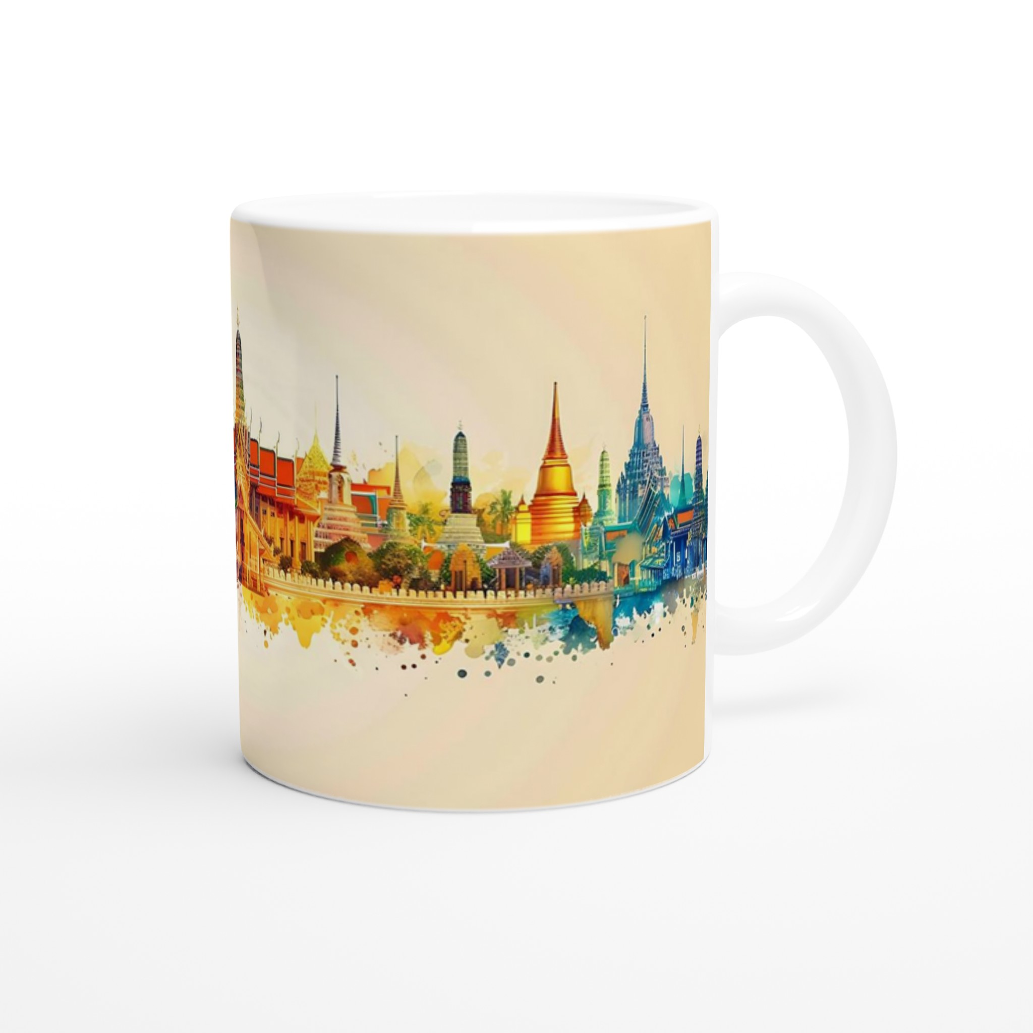 Bangkok Skyline Akvarell Mugg – Färgstark Keramikmugg, Välj bland 7 Livliga Färger 9 e18fef4e-e498-4e62-bffb-d75eedb098f7