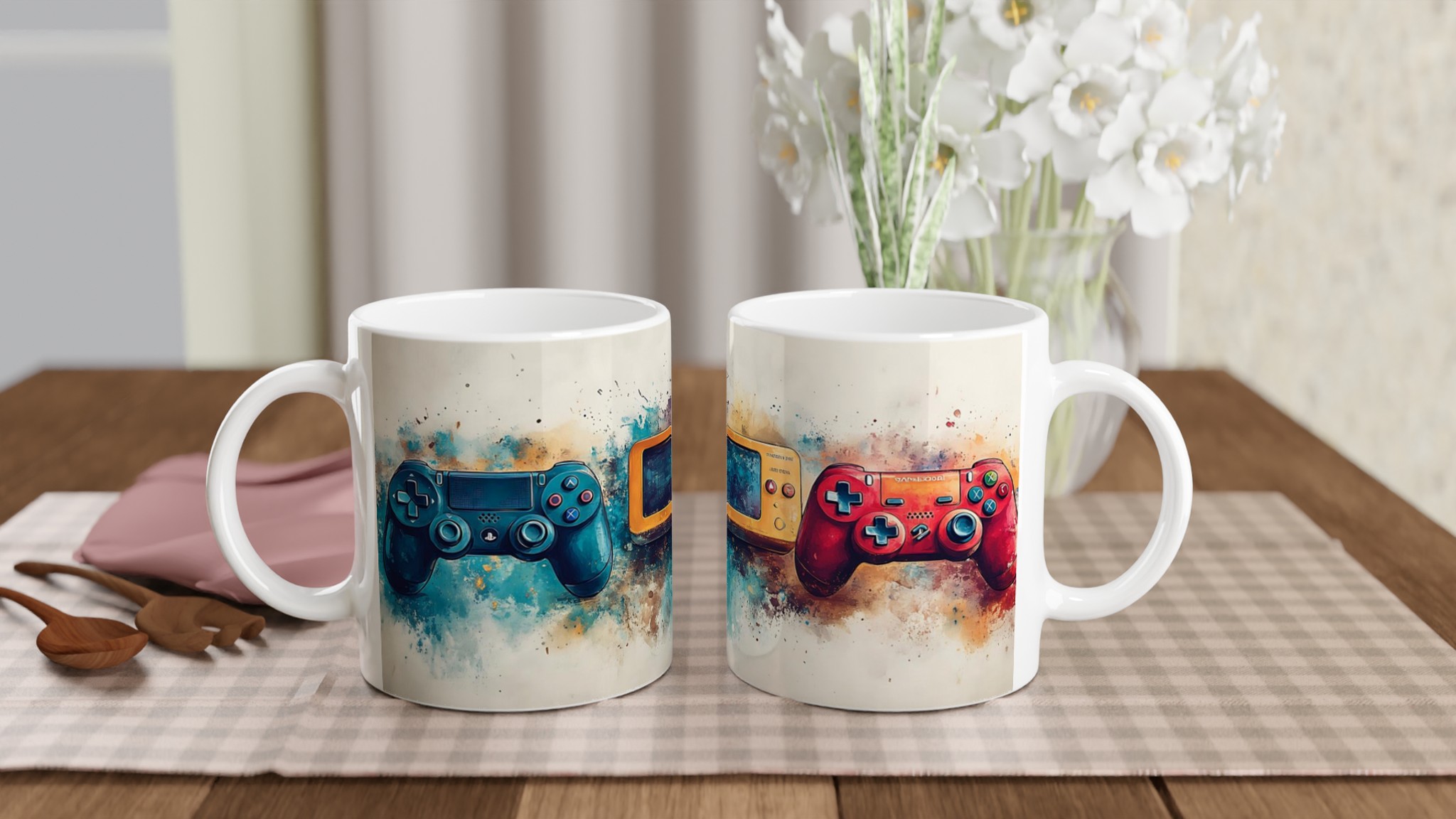 Retro Gaming Watercolor Mugg - Välj din favoritfärg och spela med stil! 10 e23c9523-26b7-4906-8f62-bcdd616895f2