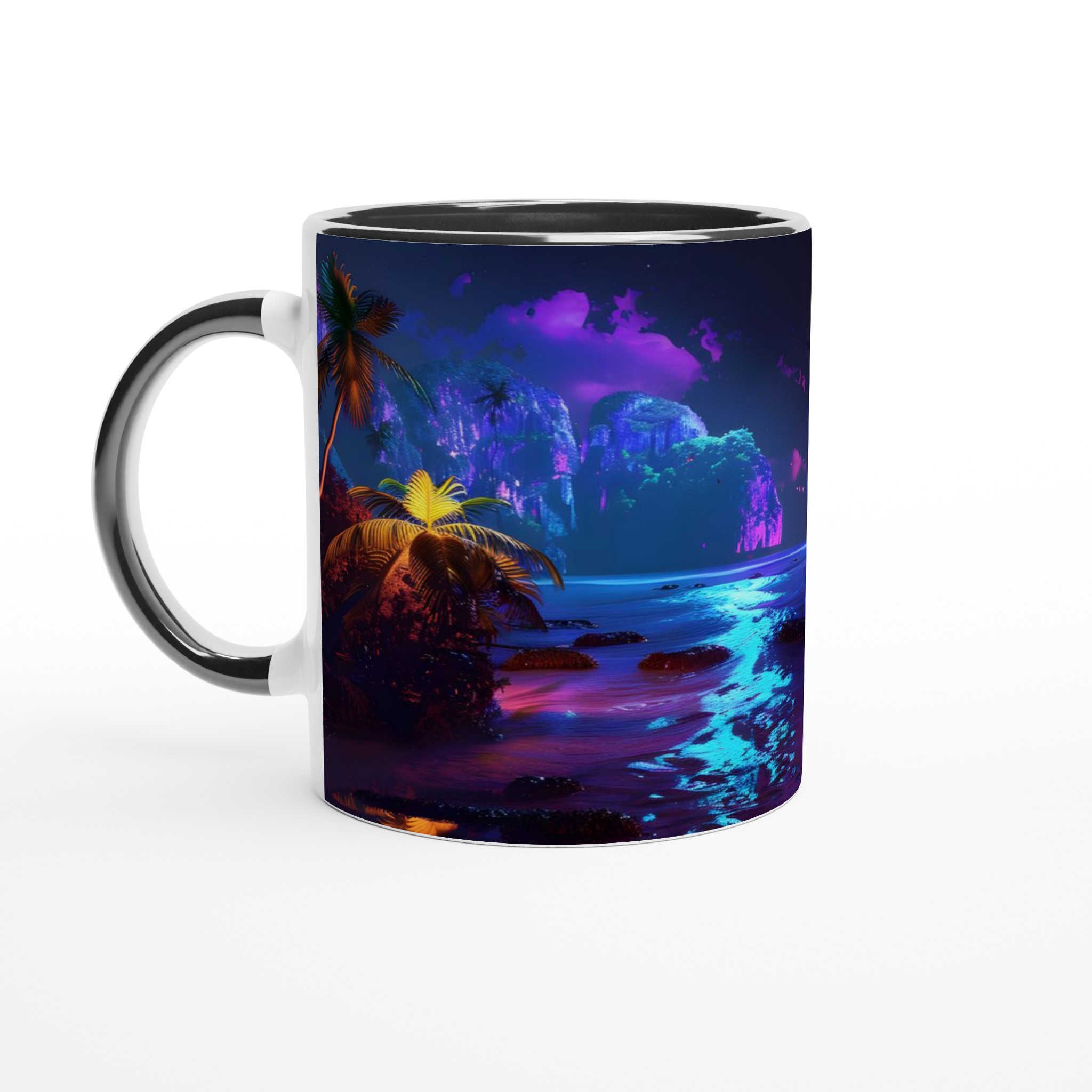 Neon Tropical Natt Mugg – 11oz Keramisk Mugg med Vibrerande Palmstrand 4 e2497865-9512-4c56-8c6f-ce050b5b6bd6