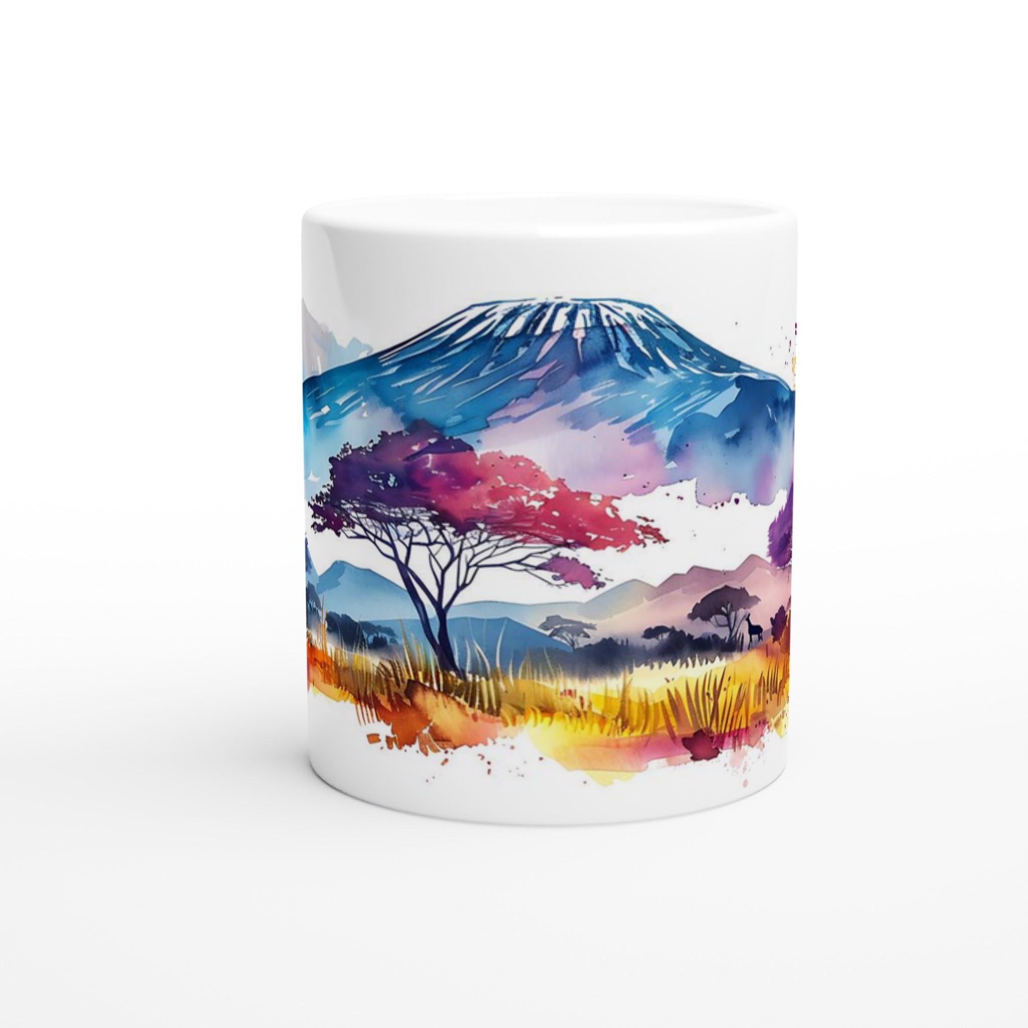 Akvarell Afrikansk Landskap Mugg - Levande 11oz Keramikmugg för kaffeälskare 8 e253b233-e675-4fa0-92e4-1030439b5981