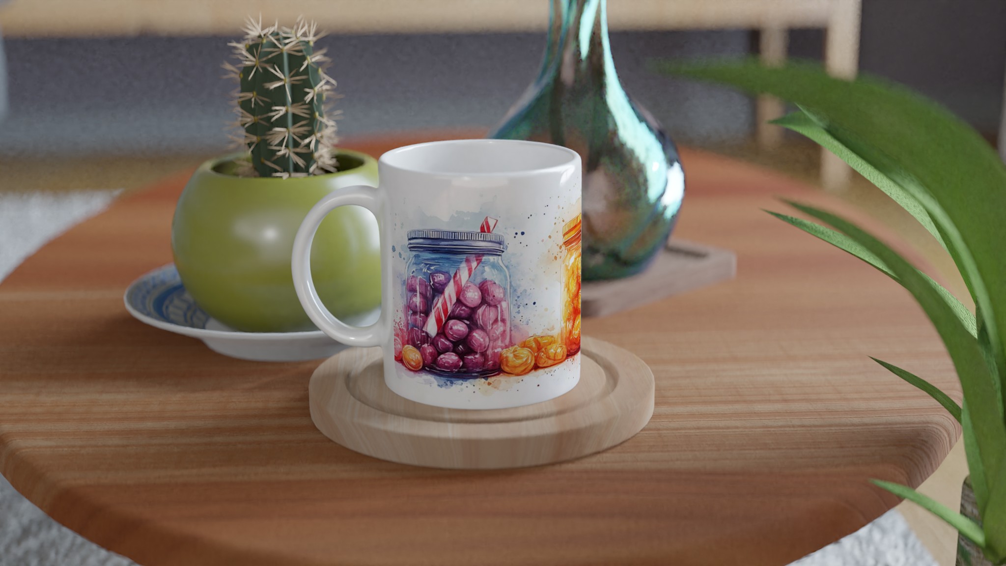 Färgsprakande 11oz Keramisk Mugg – Konstnärlig Godisfrossa i Vattenfärg, Välj Bland Flera Levande Färger! 9 e28ce663-45fc-446b-bb09-0be51a4e68dd