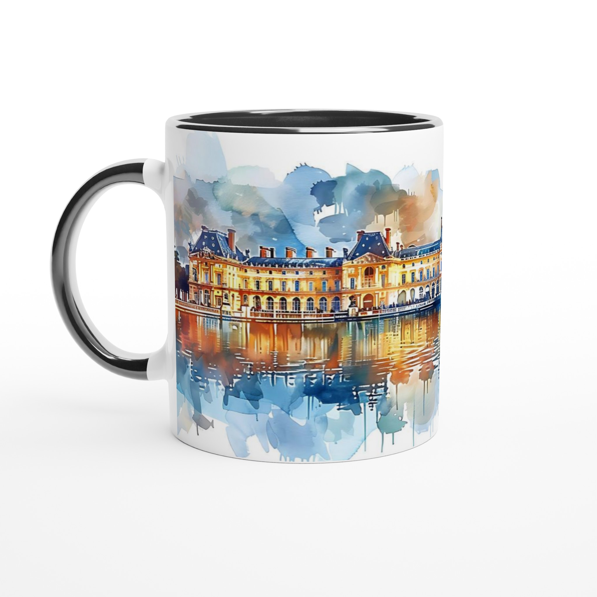 Parisisk Charm Keramisk Mugg – Konstnärlig Akvarell Louvre-silhuett, Välj bland 7 Livfulla Färger 7 e295738d-71b5-4a58-96ea-5dea07f9c25d
