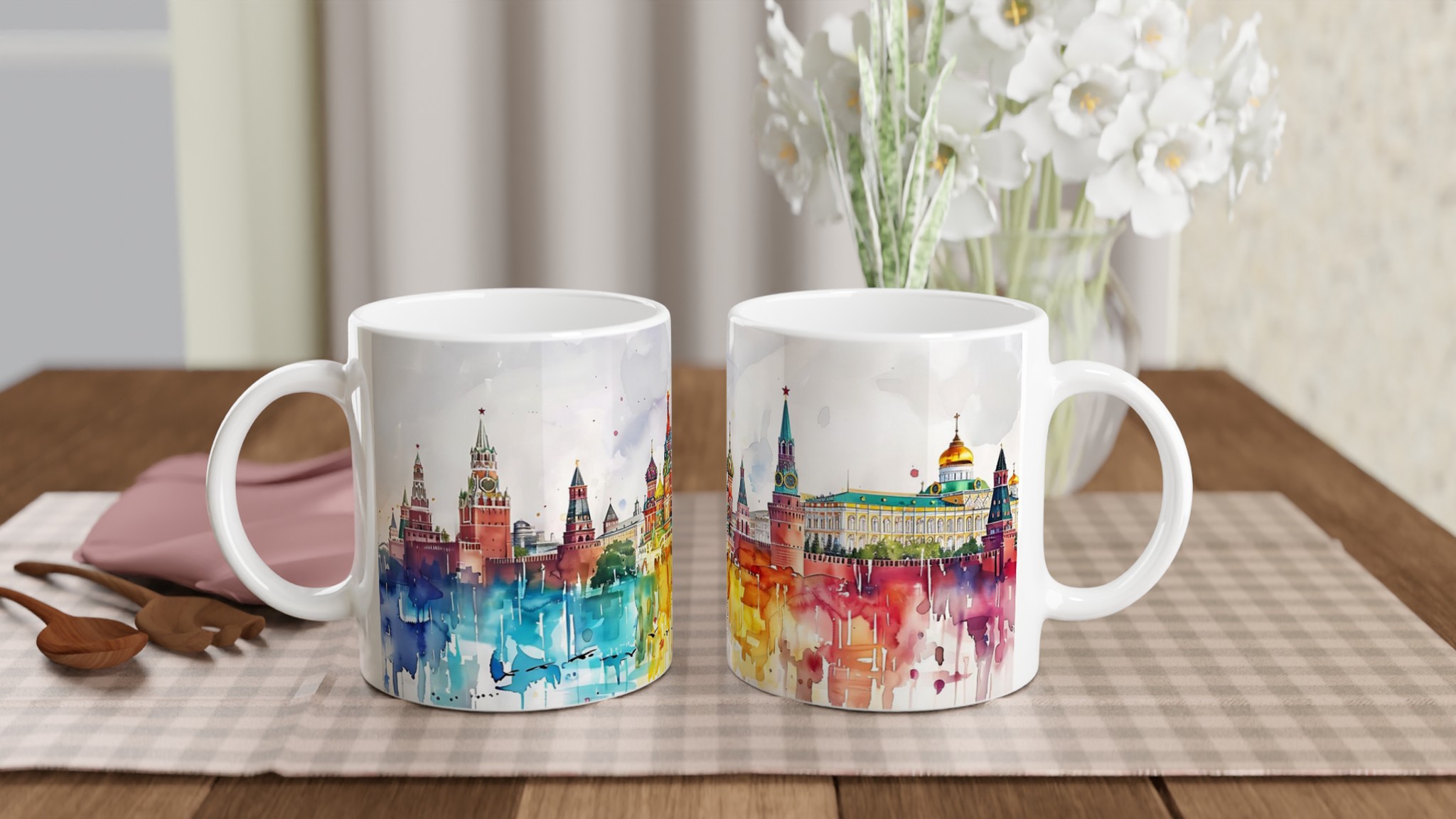 Färgsprakande Stadslandskap Mugg – Vattenfärgskonst i 11oz Keramik, Välj din Favoritfärg! 10 e2af1b61-9d21-4095-b09e-93e5fe94392b