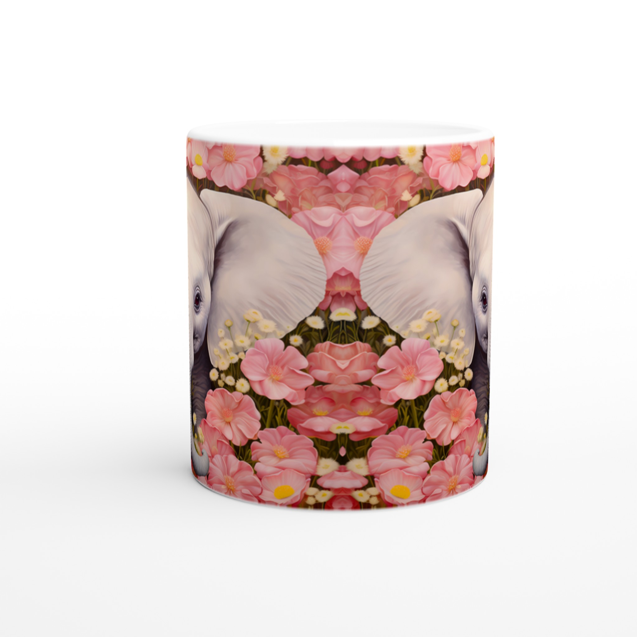 Söt Elefant Bland Rosa Blommor – 11oz Keramikmugg i ditt val av färg 8 e2dccb3b-51b6-41d2-8ca0-e5c23e1c654d