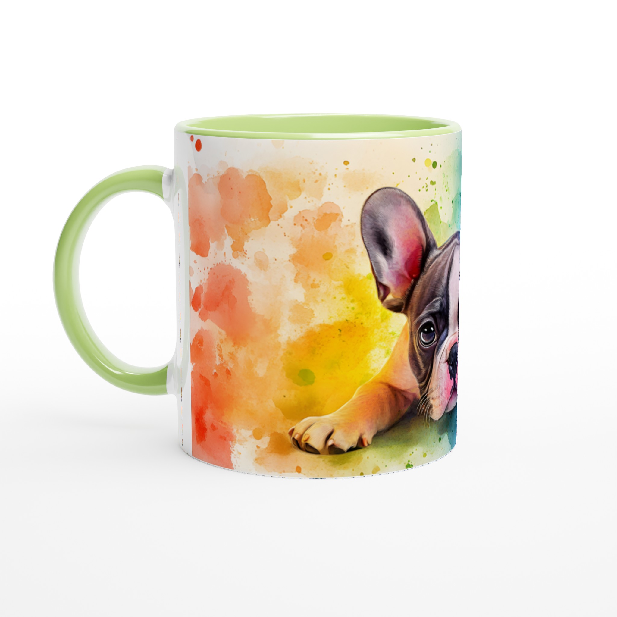 Färgglad Akvarell Fransk Bulldog Keramikmugg - 11oz, Levande Design som Lysar! 7 e3651075-d42e-4b8e-8def-8864a14ed134