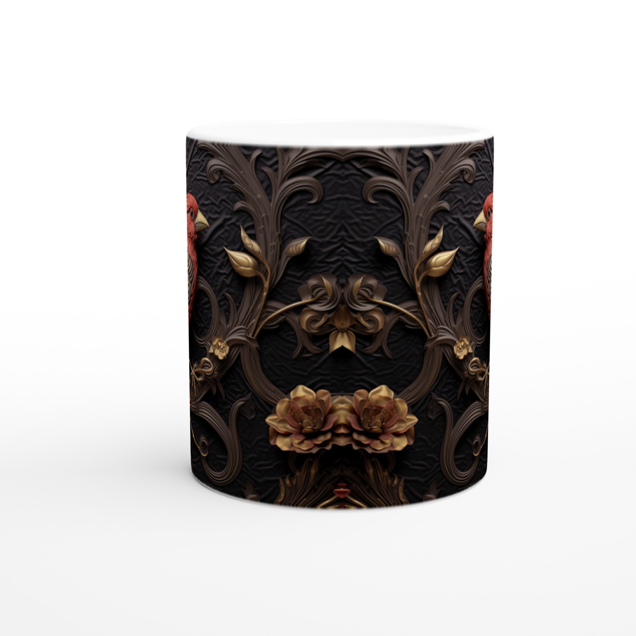 Barockfågel Premium Keramikmugg - Elegant Konst & Komfort i 11 oz Vit Mugg 9 e36e5685-a09f-448f-9232-74e4072da2dc