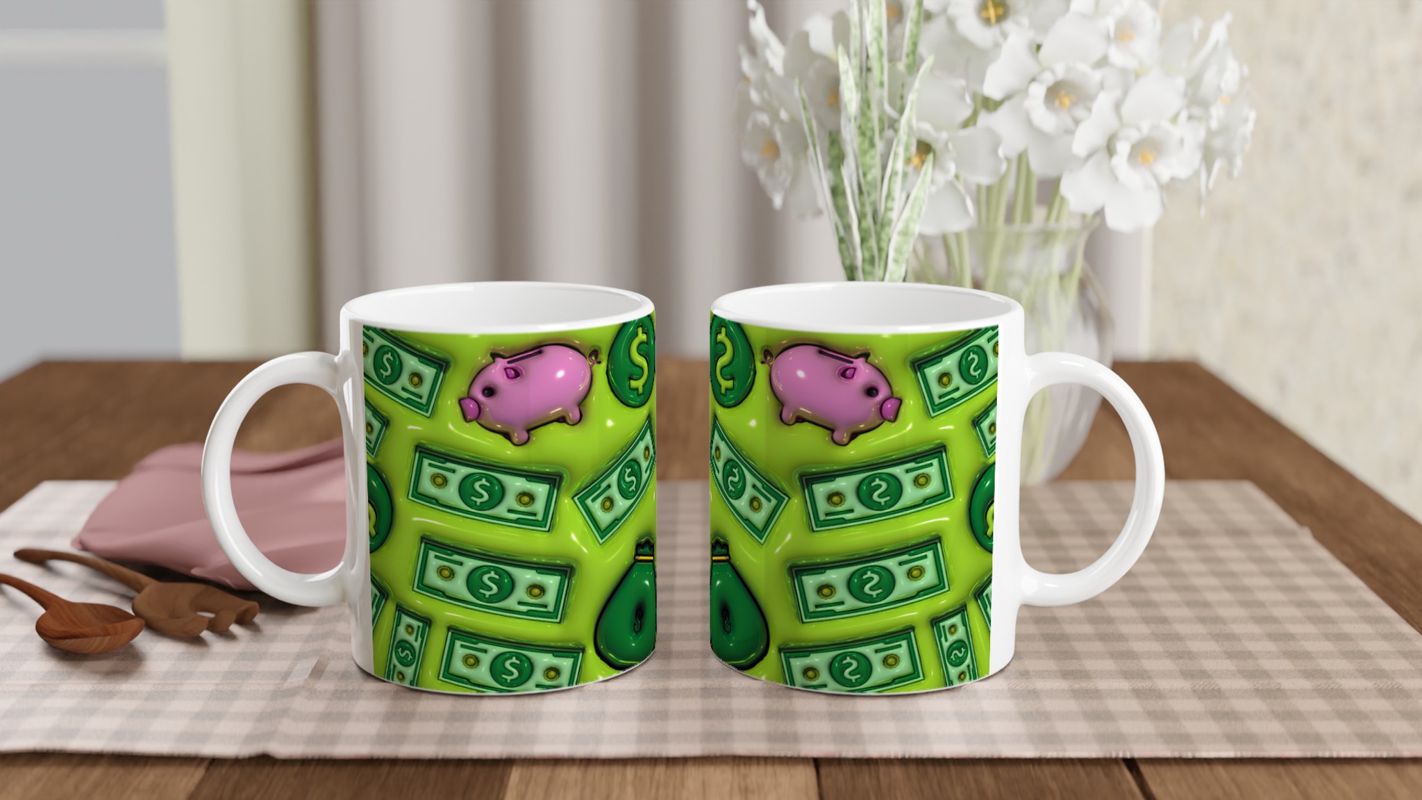 Lyxig Grön Pengar-tema Mugg – Investera i Stil med Vår 11oz Keramiska Kaffekopp 11 e372e1d2-6300-4c7f-b01e-85bc36f0c42c