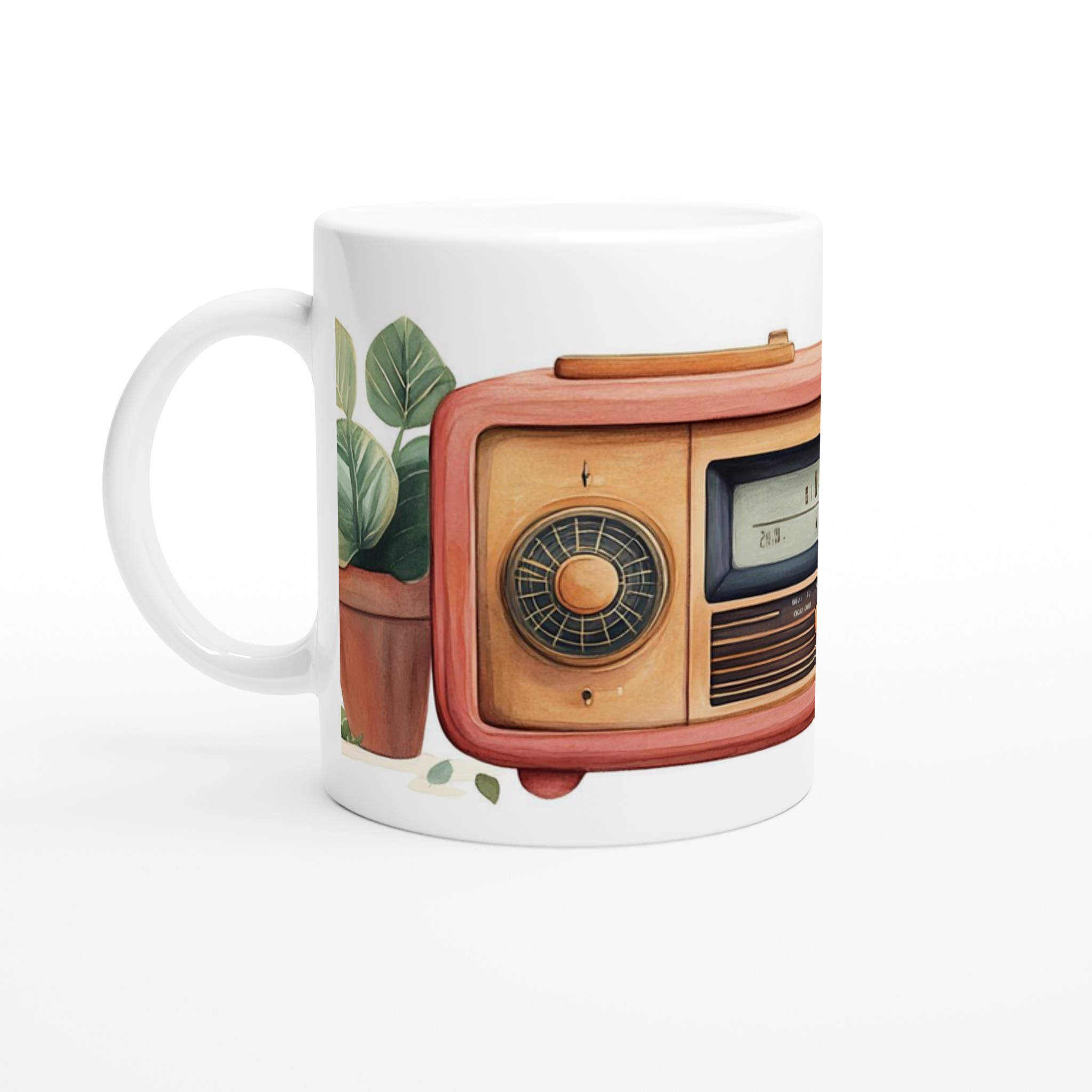 Retro Charm 11oz Keramisk Mugg – Vintage Radio & Gröna Växter, Välj bland 7 Färgstarka Nyanser! 1 e385a8ed-5c71-4cce-8807-d7fa4c480f78