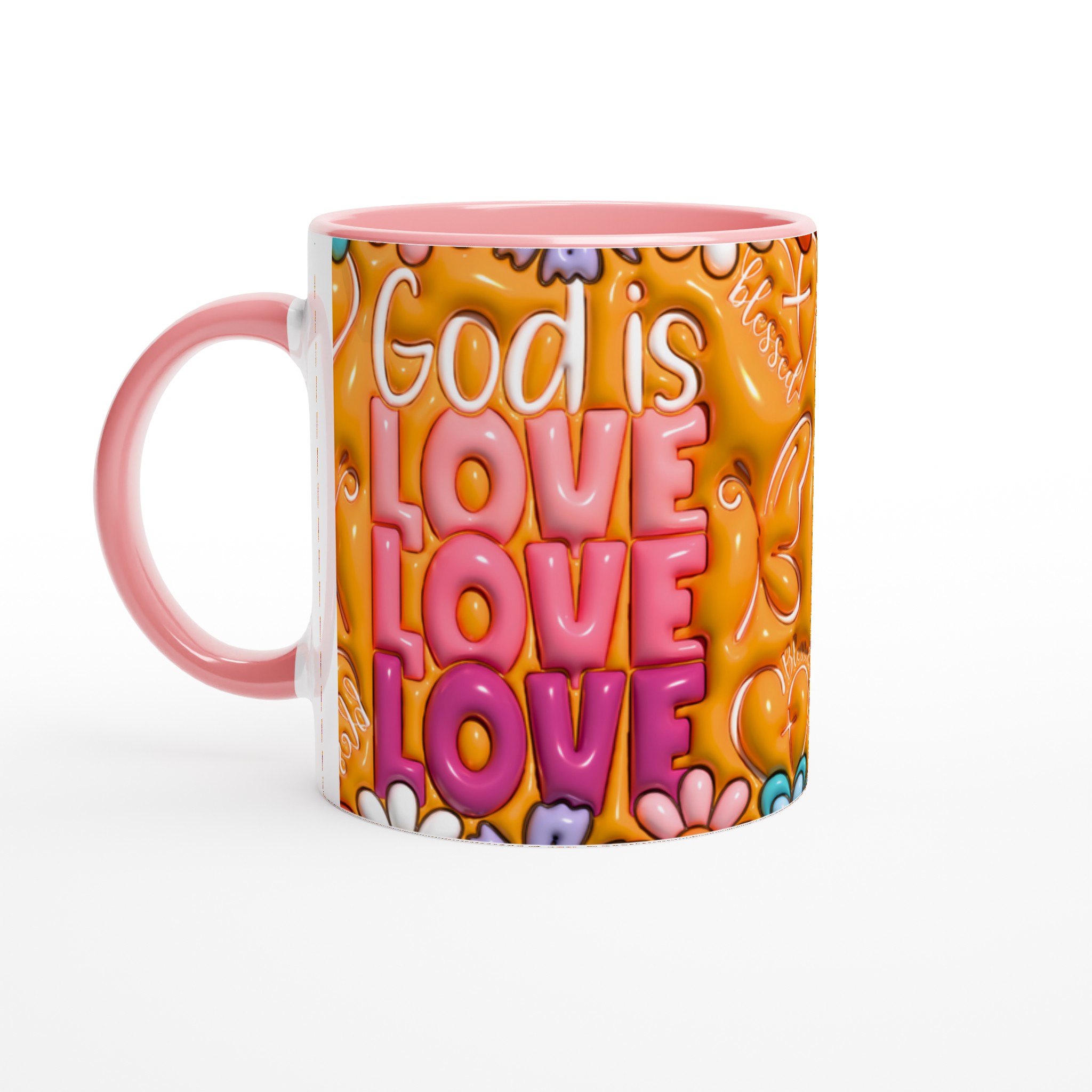 God Is Love & Blessed Ceramic Mugg – 11 oz i livfulla färger 6 e4297753-d433-4498-86d1-399d507c1273