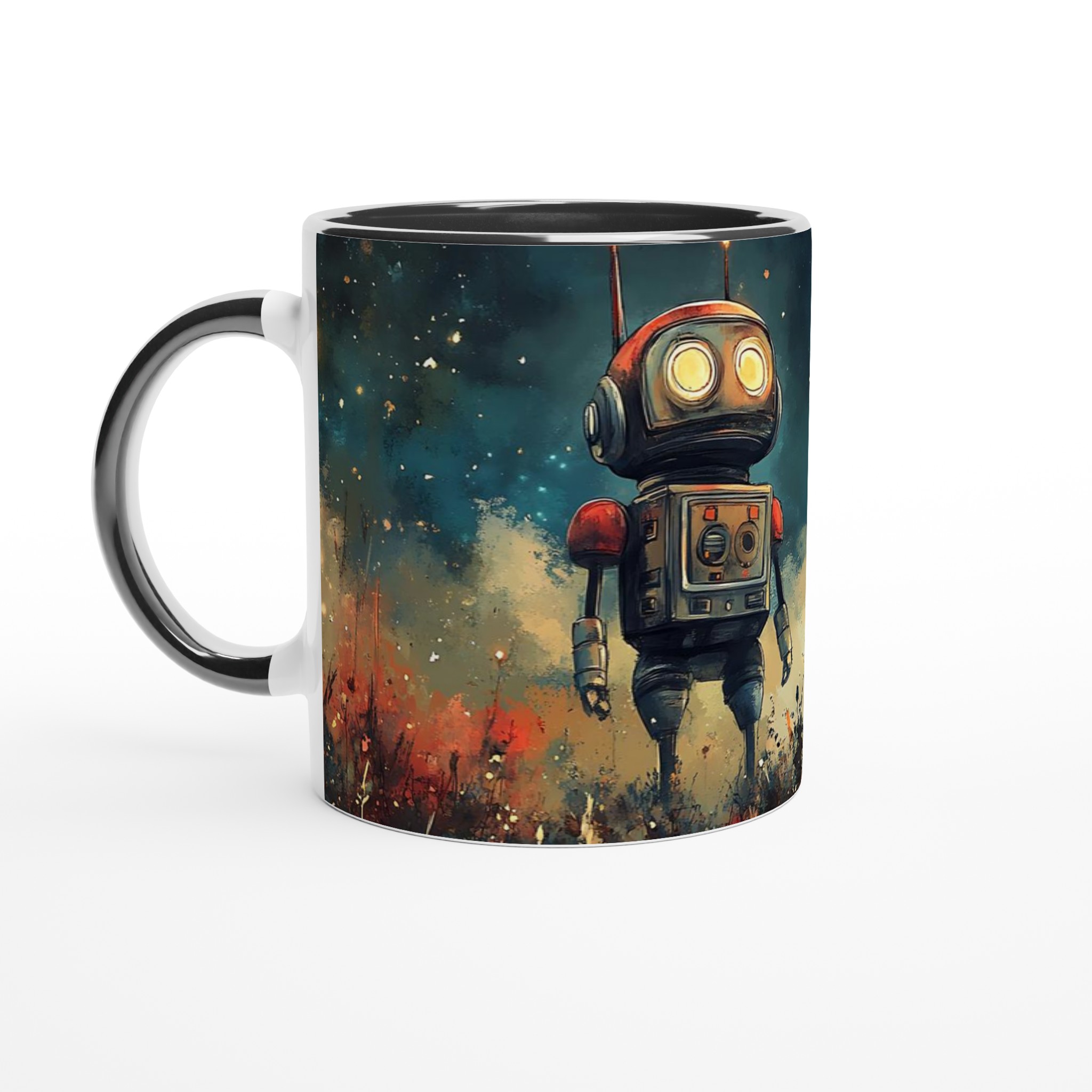 Retro Roboter Äventyr Mugg – Sci-Fi Konst Keramikmugg i ditt val av 7 färger 2 e447a58f-733b-45f2-8b9a-b12afd82e941