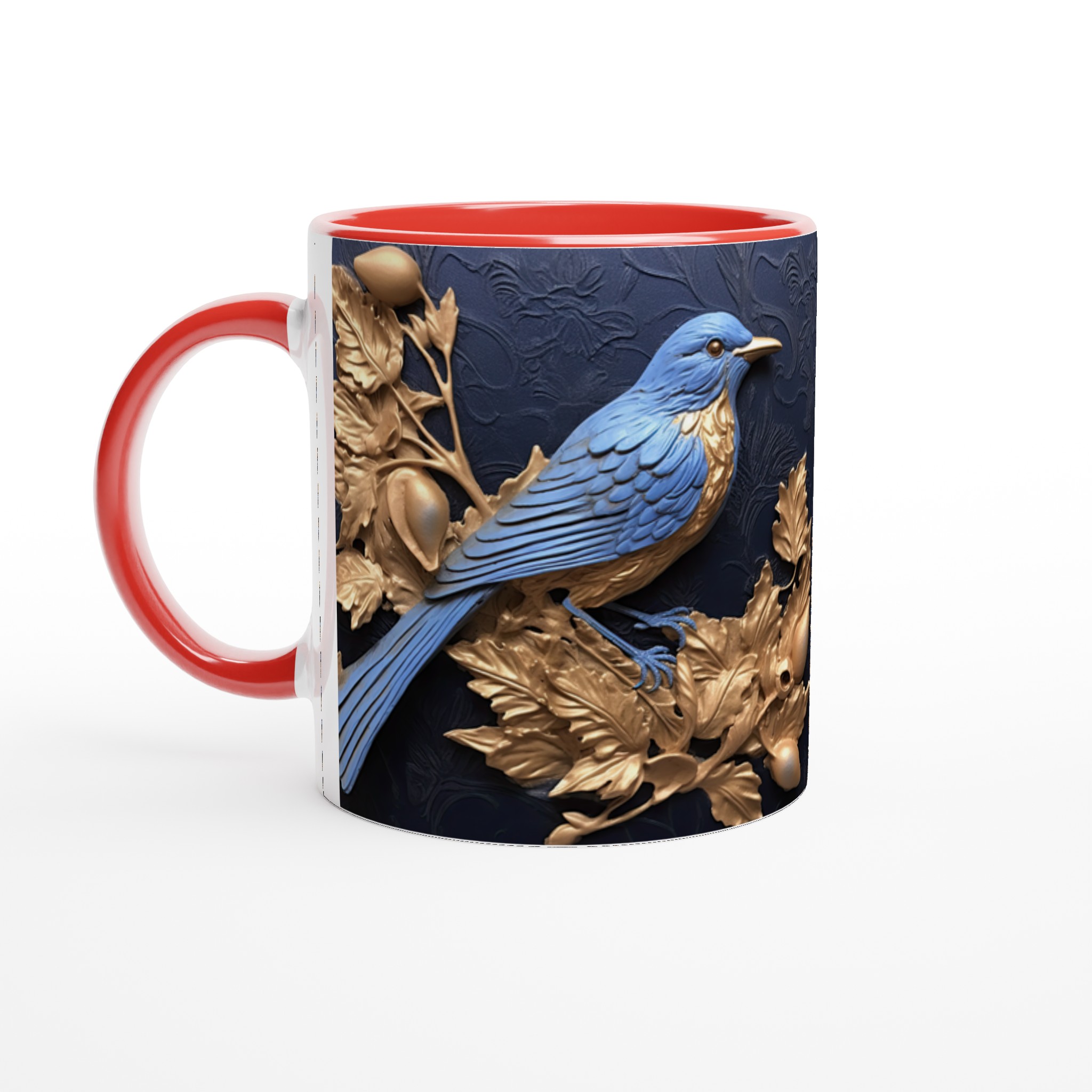 Royal Bird Song Keramikmugg – Elegant Blåfågel & Guldblad Design, 11oz – Välj bland 7 Färger! 2 e4b42921-b8ae-44b3-b617-c478260f70b1