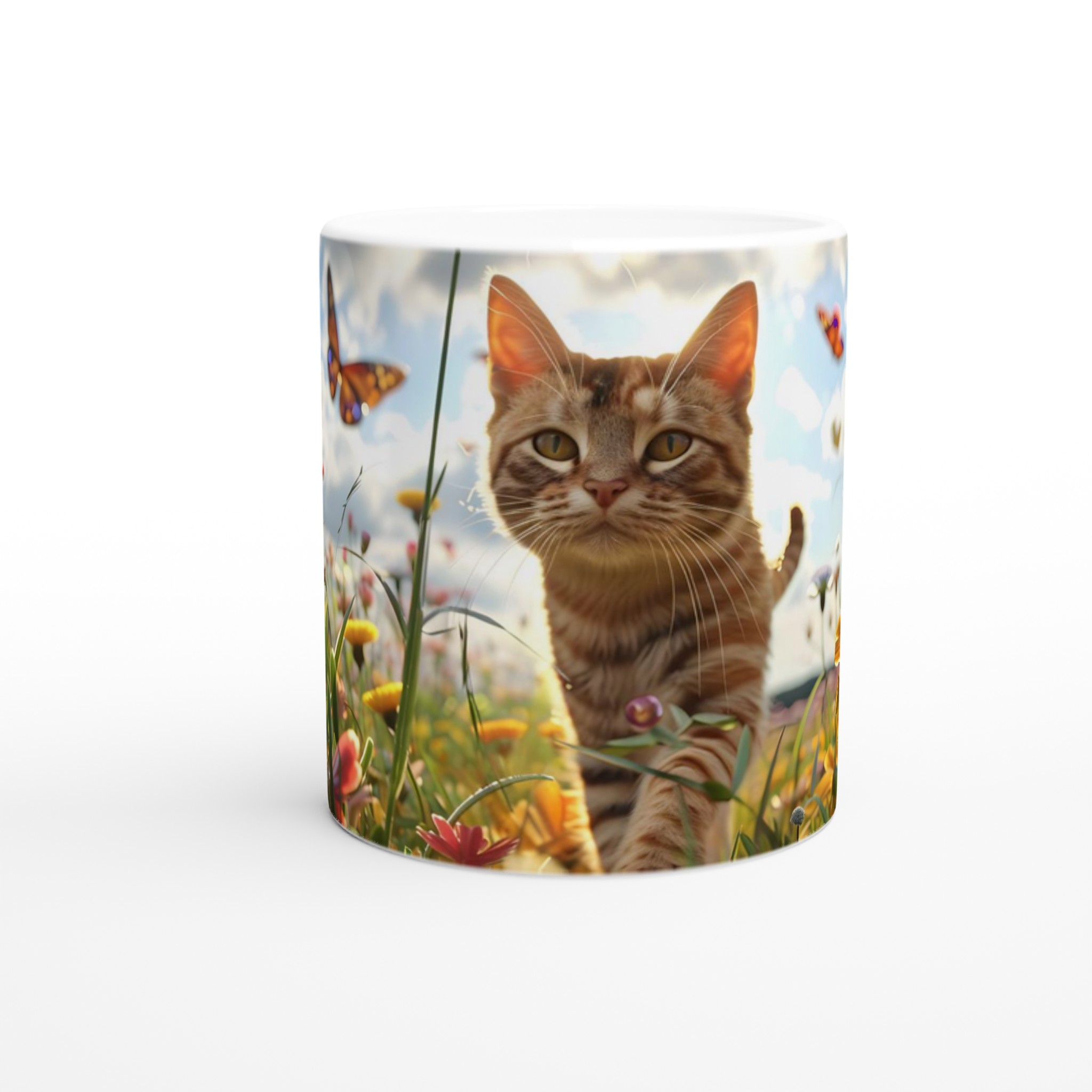 Söt Katt i Solig Äng – Personlig 11oz Keramisk Mugg 8 e5b0afeb-ced0-4ddc-847b-e226514b1f01