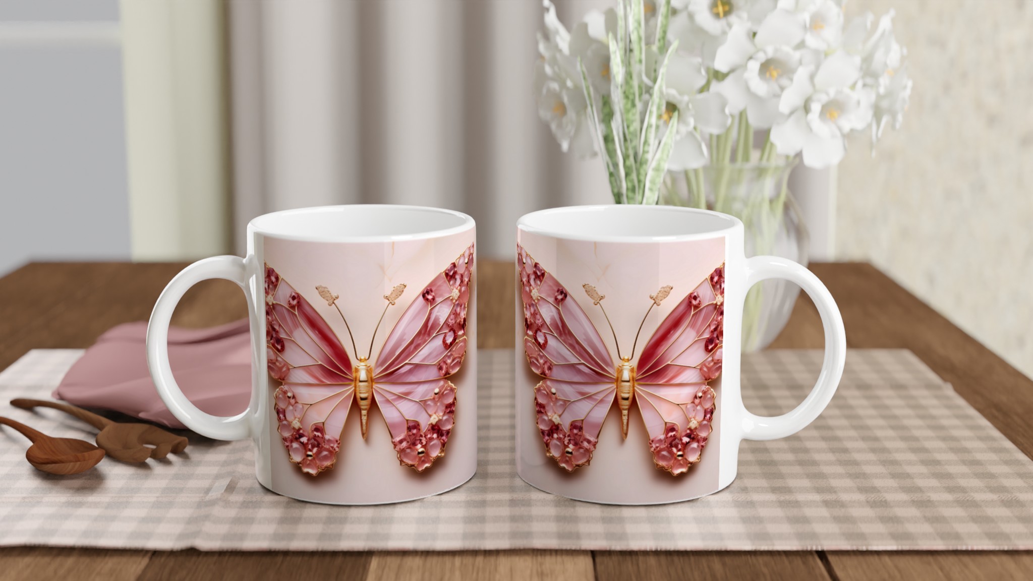 Lyxig Juvelbeklädd Fjärilsmugg – Keramisk 11oz Kaffemugg i Ditt Val av 7 Färger 10 e80f1c14-09ec-4e69-96a5-c9523800fd86