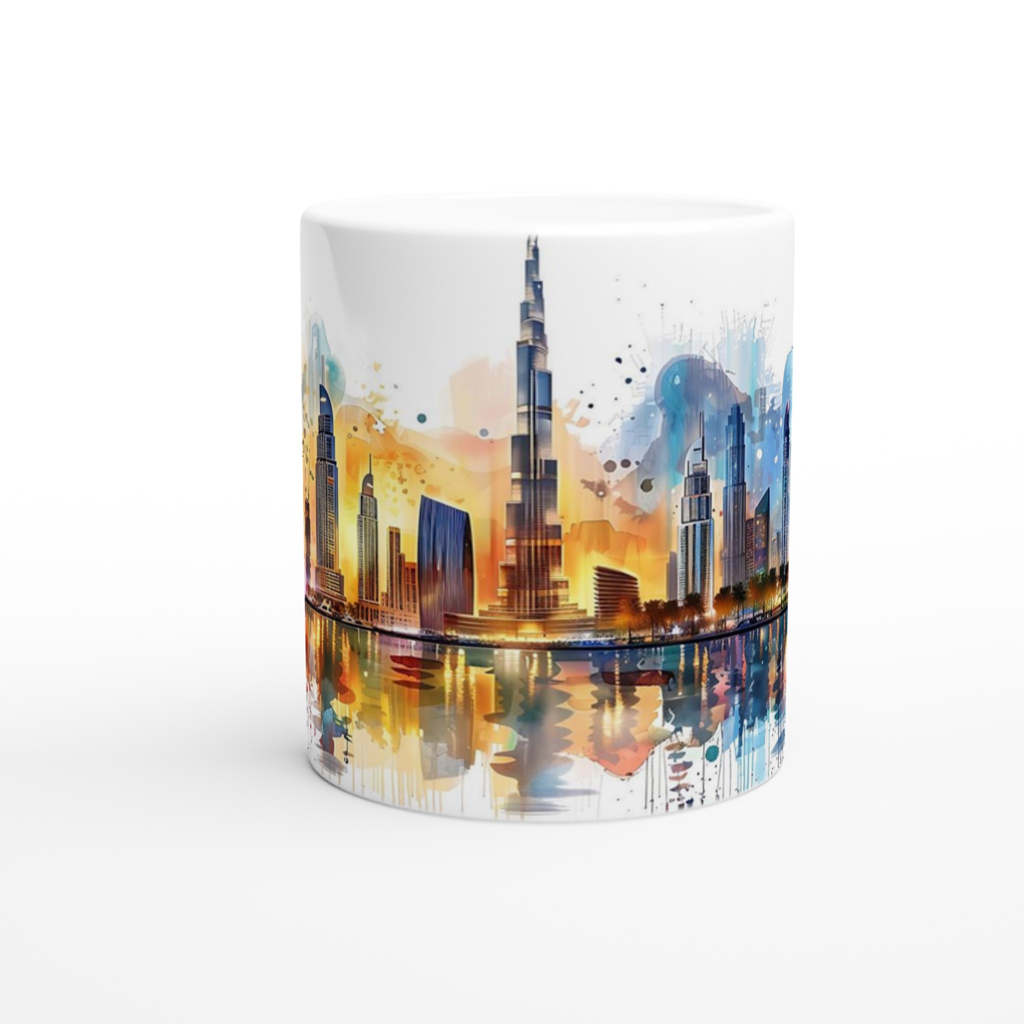 Dubai Skyline Akvarell Mugg - Färgstark Stadsutsikt för Din Kaffestund, Välj Bland Flera Fina Färger 8 e8102272-c371-41f7-ae16-ea8796914637
