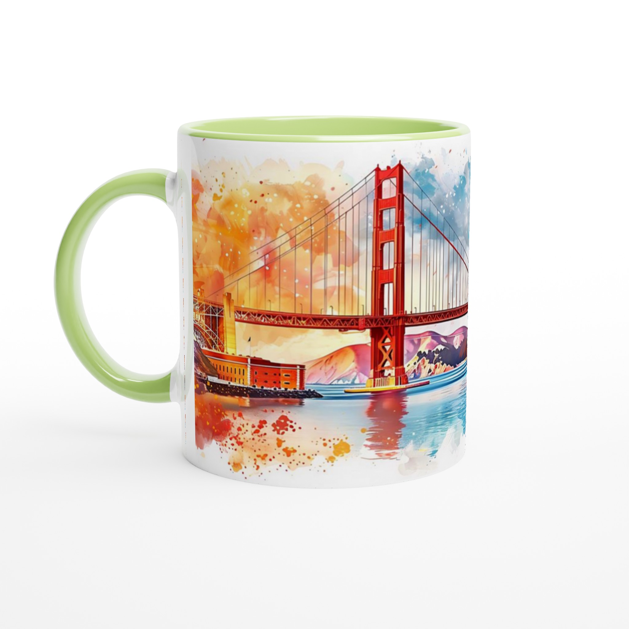 Golden Gate Bridge Akvarellmugg – Konstnärlig 11oz Keramisk Mugg i Väljbar Färg 3 e8861a3a-aa92-4101-bf21-a56e51068403