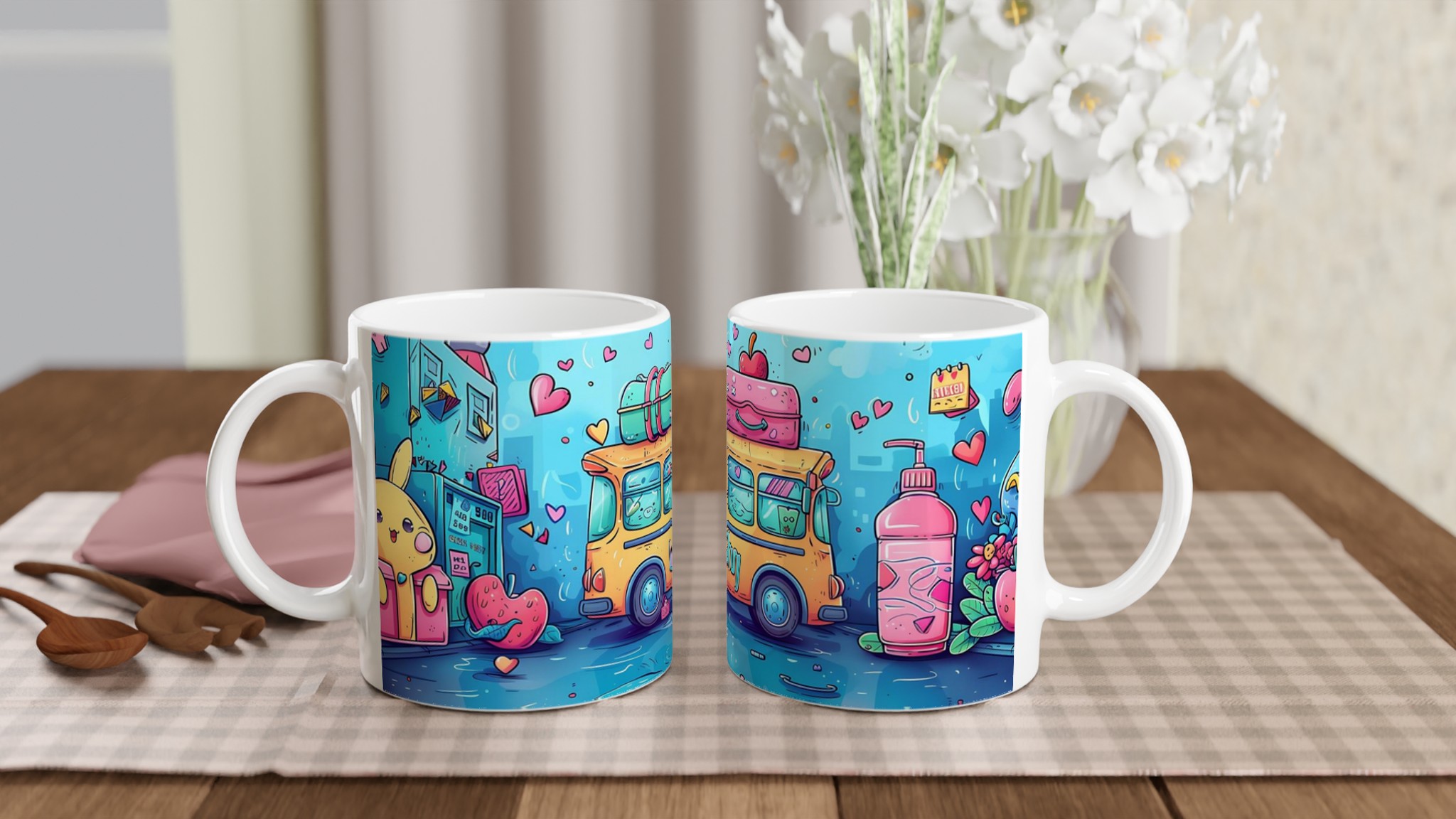 Kawaii Glädje Keramikmugg - 11oz Barnslig Design med Charmiga Karaktärer, Välj Din Favoritfärg! 10 e8f21254-1b77-42ed-ba47-35c49bceff95