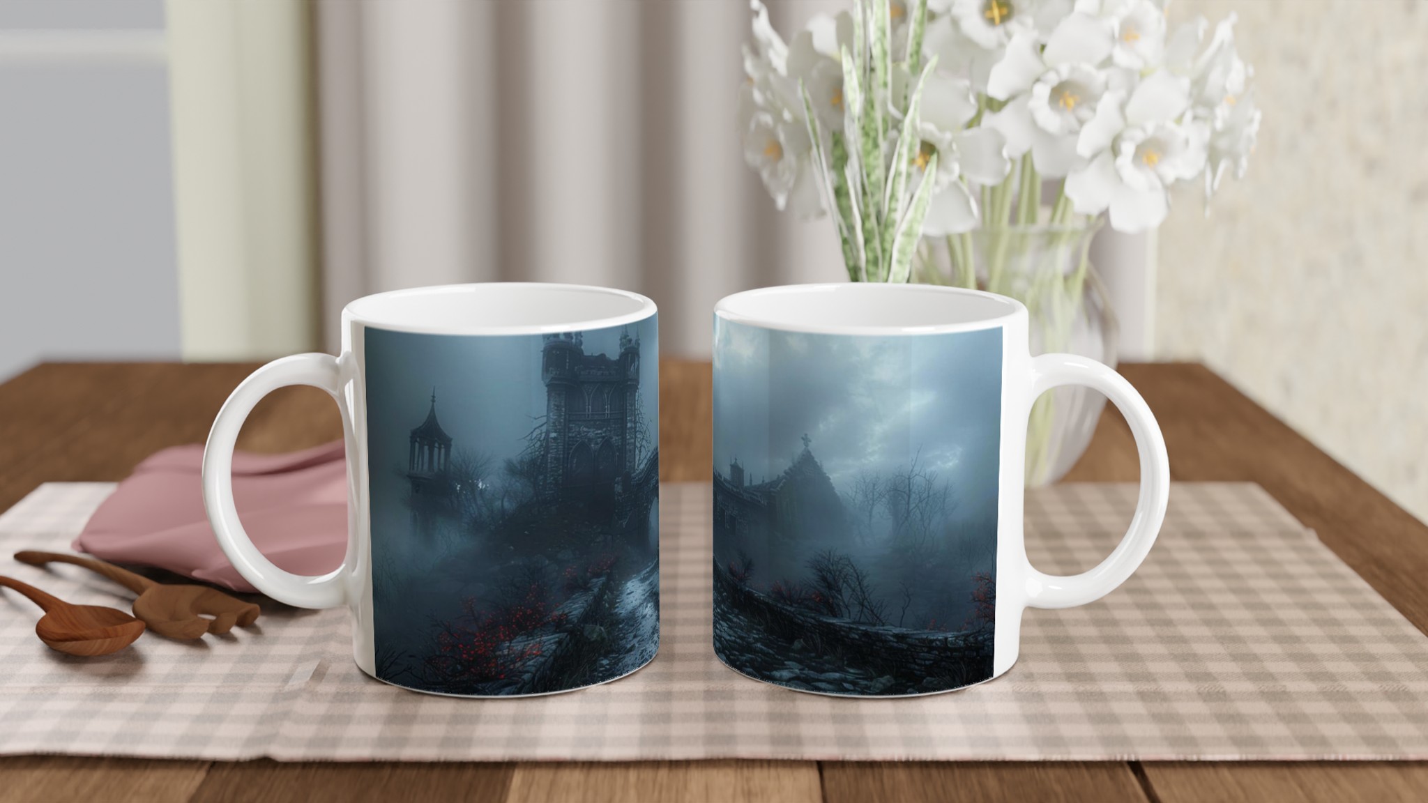 Vit 11oz keramisk mugg med gotiskt mystikmotiv – välj bland sju unika keramiska färger 10 e90dc270-8f3d-42ef-80fc-235cf85e79de