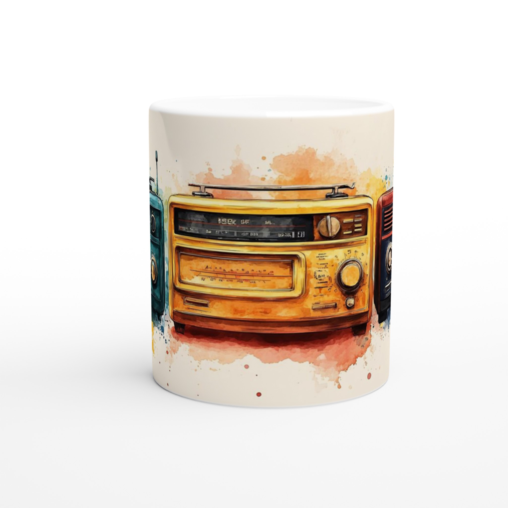 Retro Radios Akvarellmugg – 11oz Keramisk Mugg i Valfri Färg för Musikälskaren 8 e9512cc2-665b-4b0e-8d62-8333266bd785