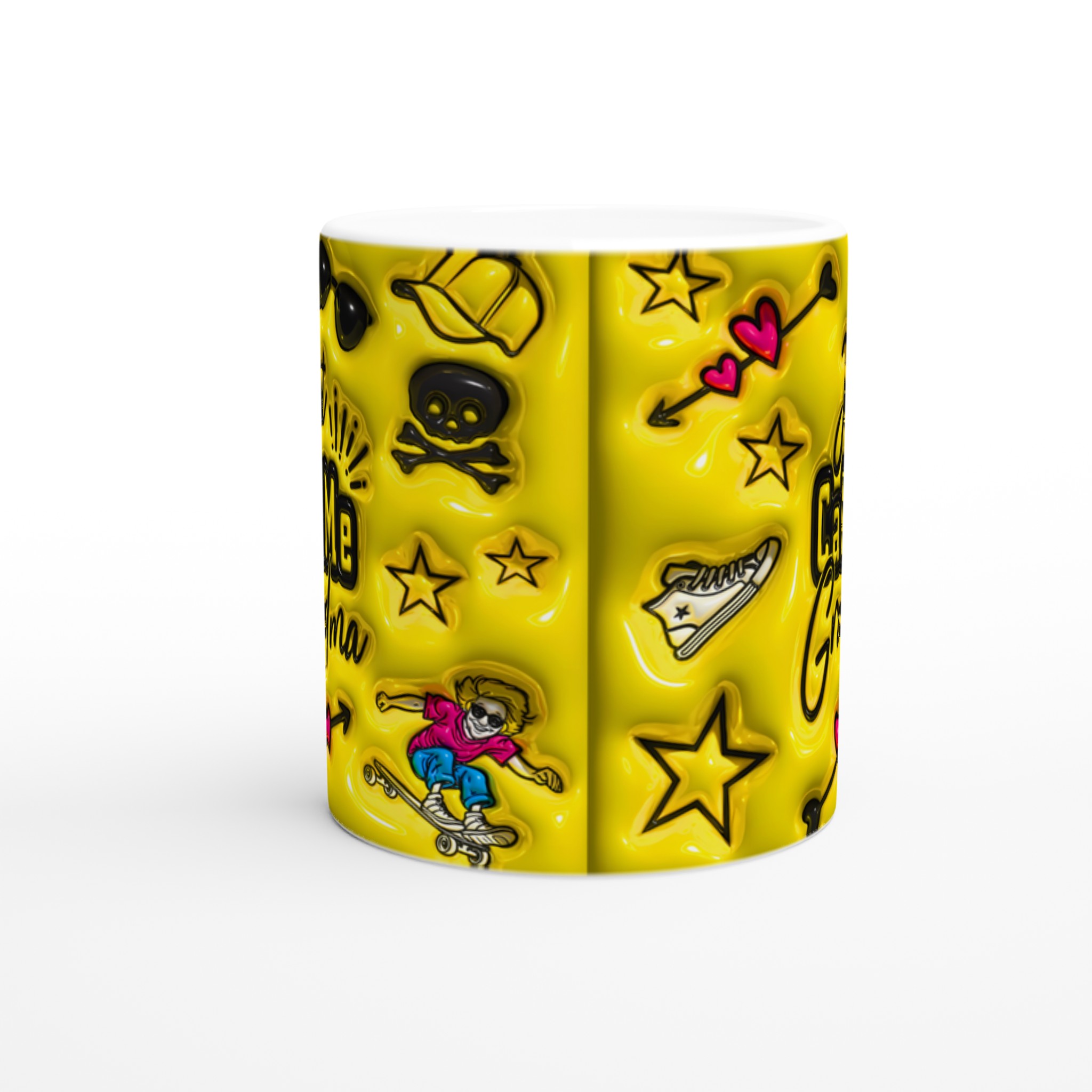 Cool Skateboard Grandma Mugg – 'Just Call Me Grandma' i Levande Gult – En Kärleksfull & Rolig Present! 8 e9726594-d0e2-4cd9-83e0-bc7cf7d20b1f