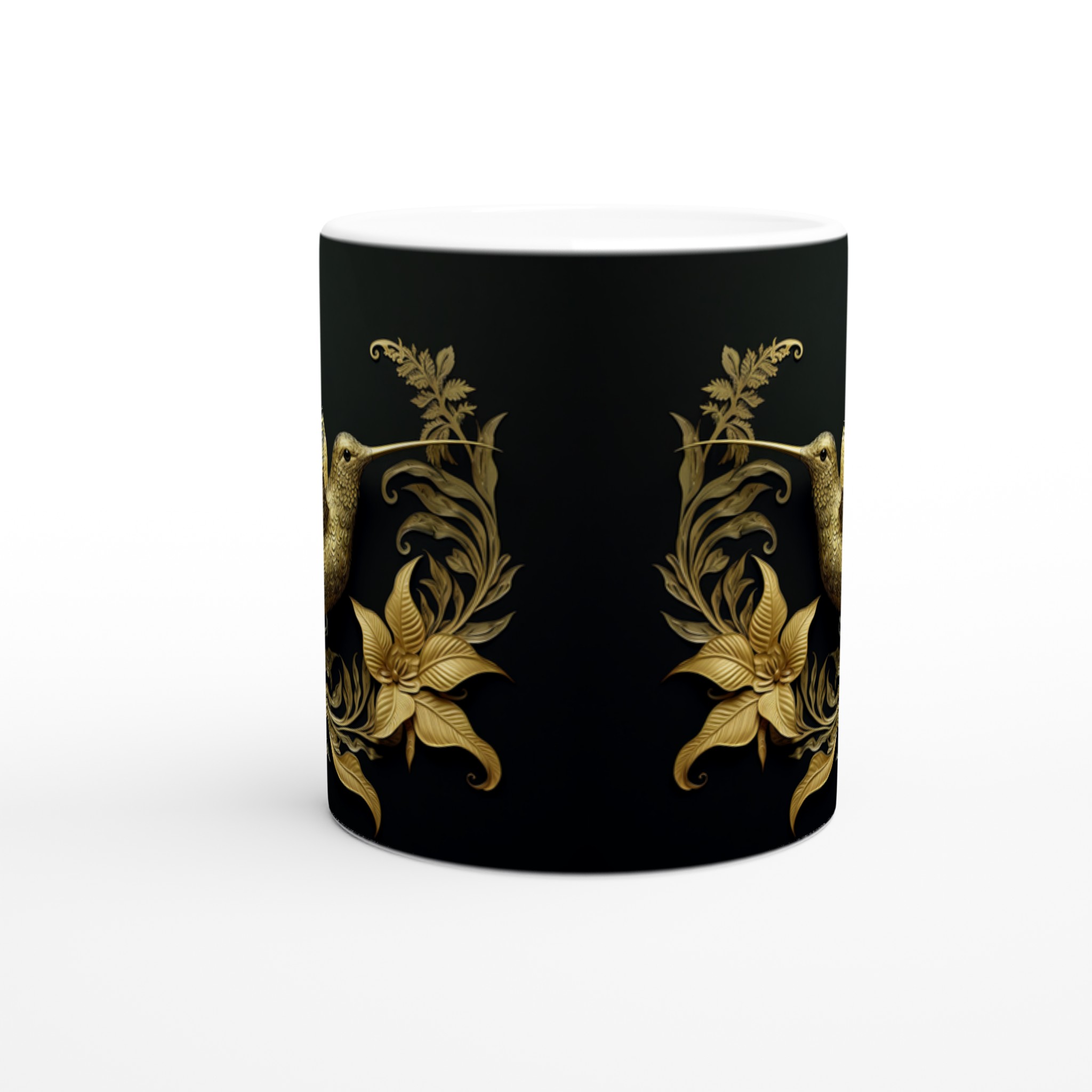 Lyxig Kolibrimugg – Gyllene Barockdesign på 11oz Keramikmugg, Välj din färg 8 e9763a0f-edf8-49e8-b1d1-7434c0b8818d