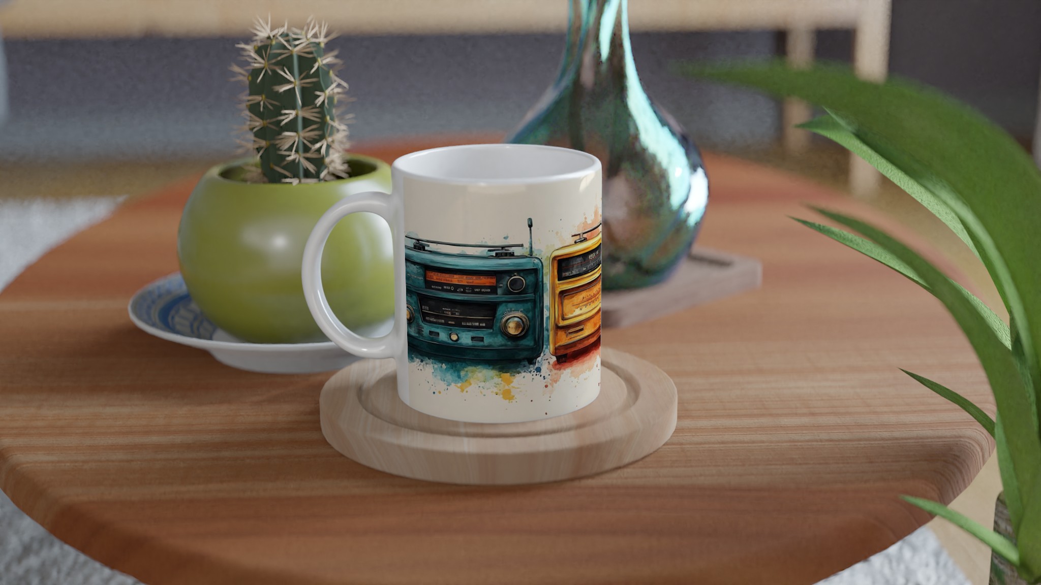 Retro Radios Akvarellmugg – 11oz Keramisk Mugg i Valfri Färg för Musikälskaren 9 e9afbe5d-4e8c-48c5-9856-e3cd2509f1a0