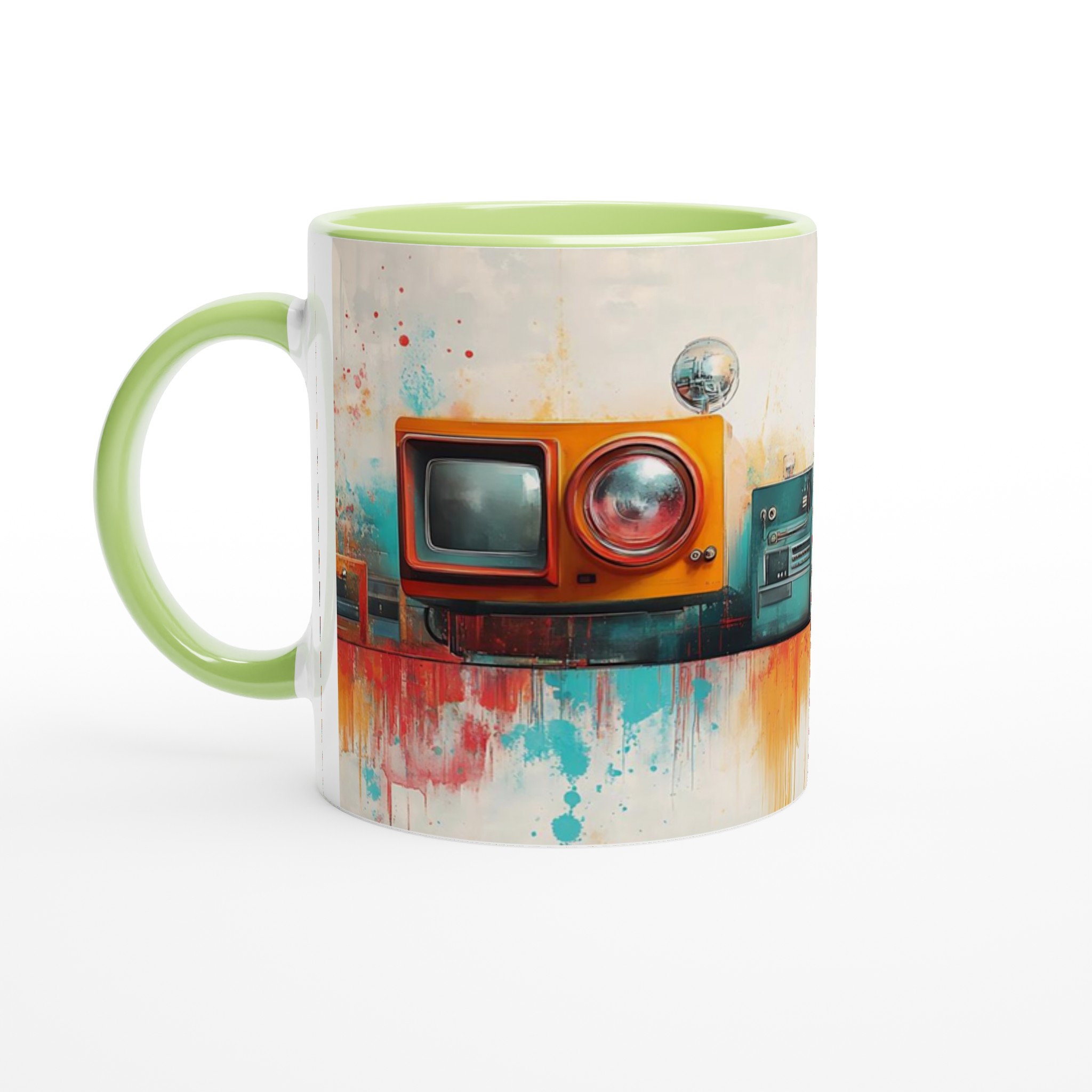 Retro Tech Fusion 11oz Keramisk Mugg – Konstnärligt Tryck & Färgstark Design 6 ea635c64-3ca3-4fb7-ba9e-d0c266c7b5d2