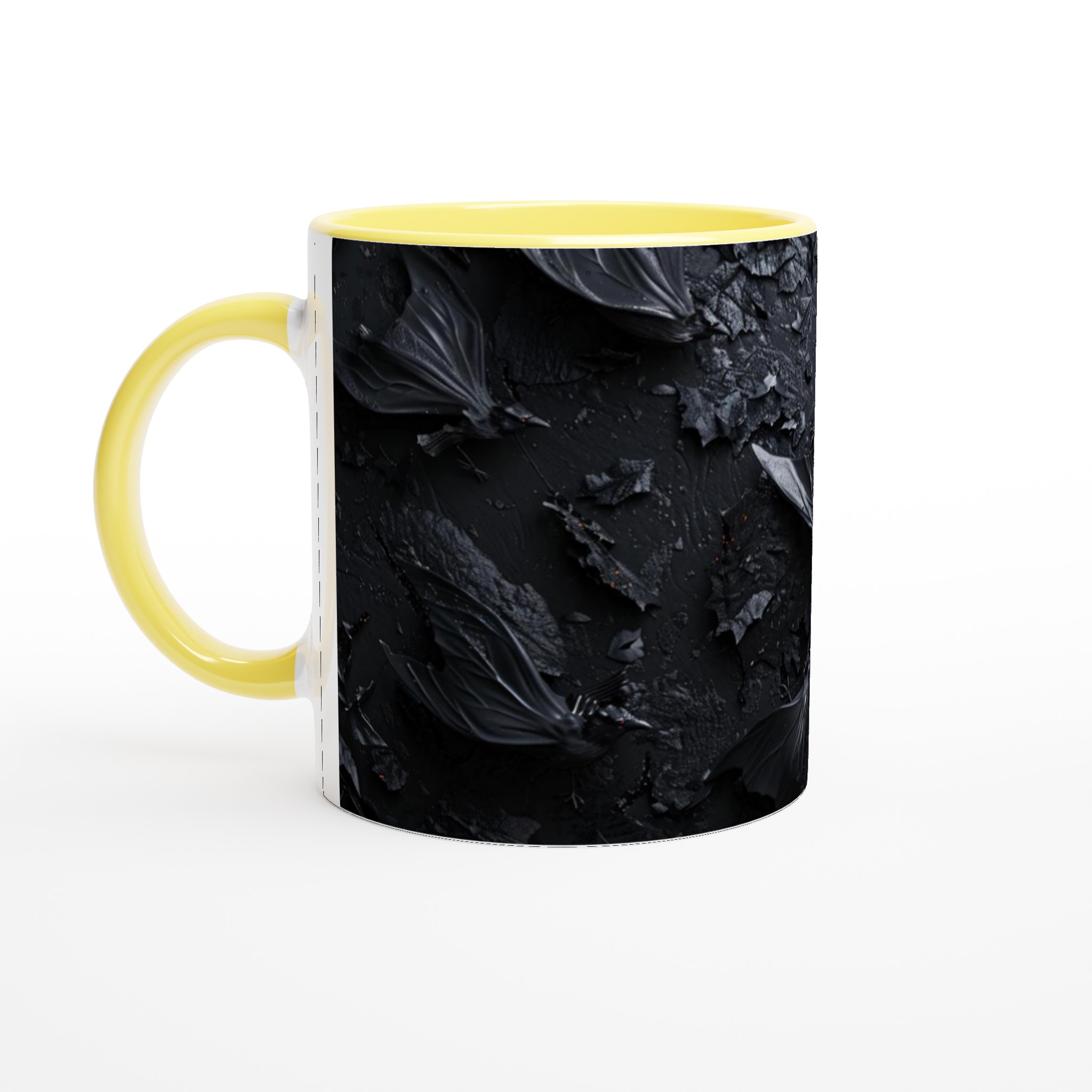 Vit 11oz keramisk mugg med dramatisk svart fågelmotiv – välj bland sju levande keramfärger 5 ea648f3c-647e-4caf-9146-9d09d838222f