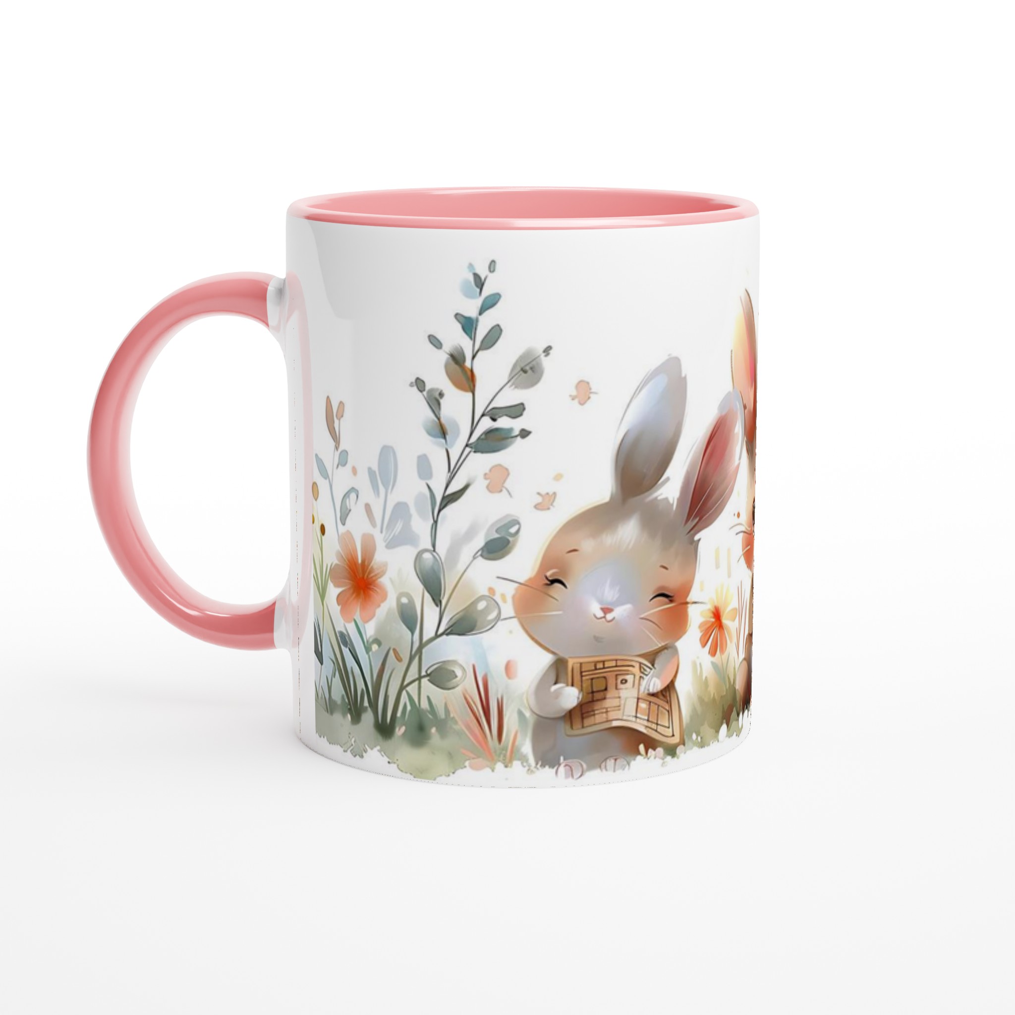 Söta kaniner i blomsteräng – 11oz keramisk mugg för barn och djurälskare i flera färger 6 eadda93e-6781-4828-845f-6ad3720452ec