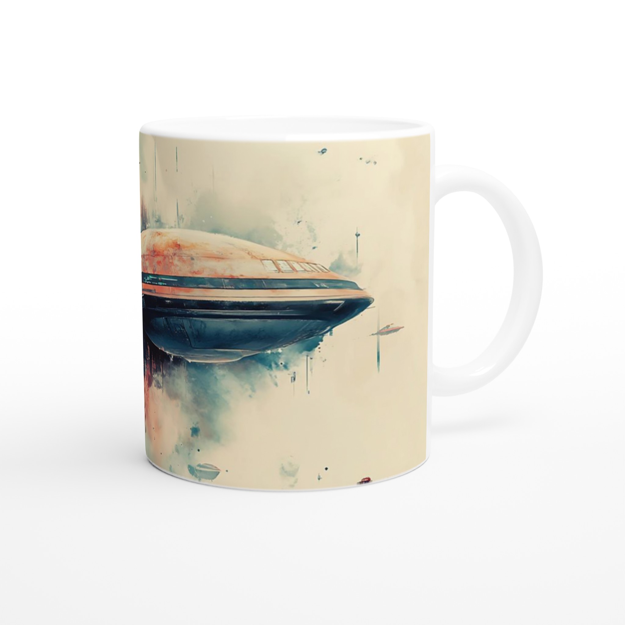Kosmisk Färd 11oz Keramikmugg - Futuristik Rymdkonst i Välj Färg 9 eb066d04-f5ce-4225-bf1f-e015c5ae5119