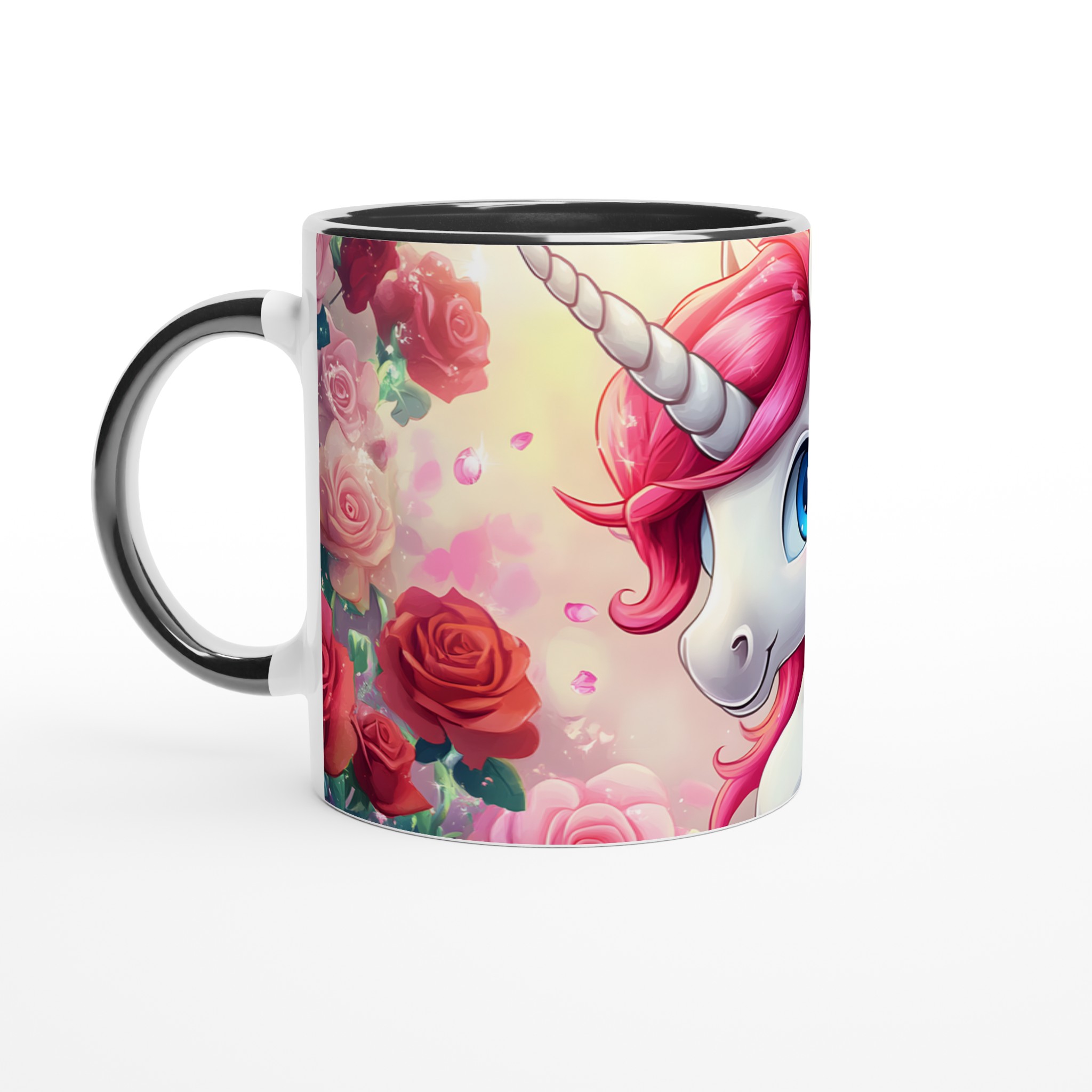 Magisk Enhörningsmugg - 11oz Keramisk Mugg med Rosa Hår och Blommor i Sju Färger 7 eb5be97a-b811-4311-be6b-148b46159a00