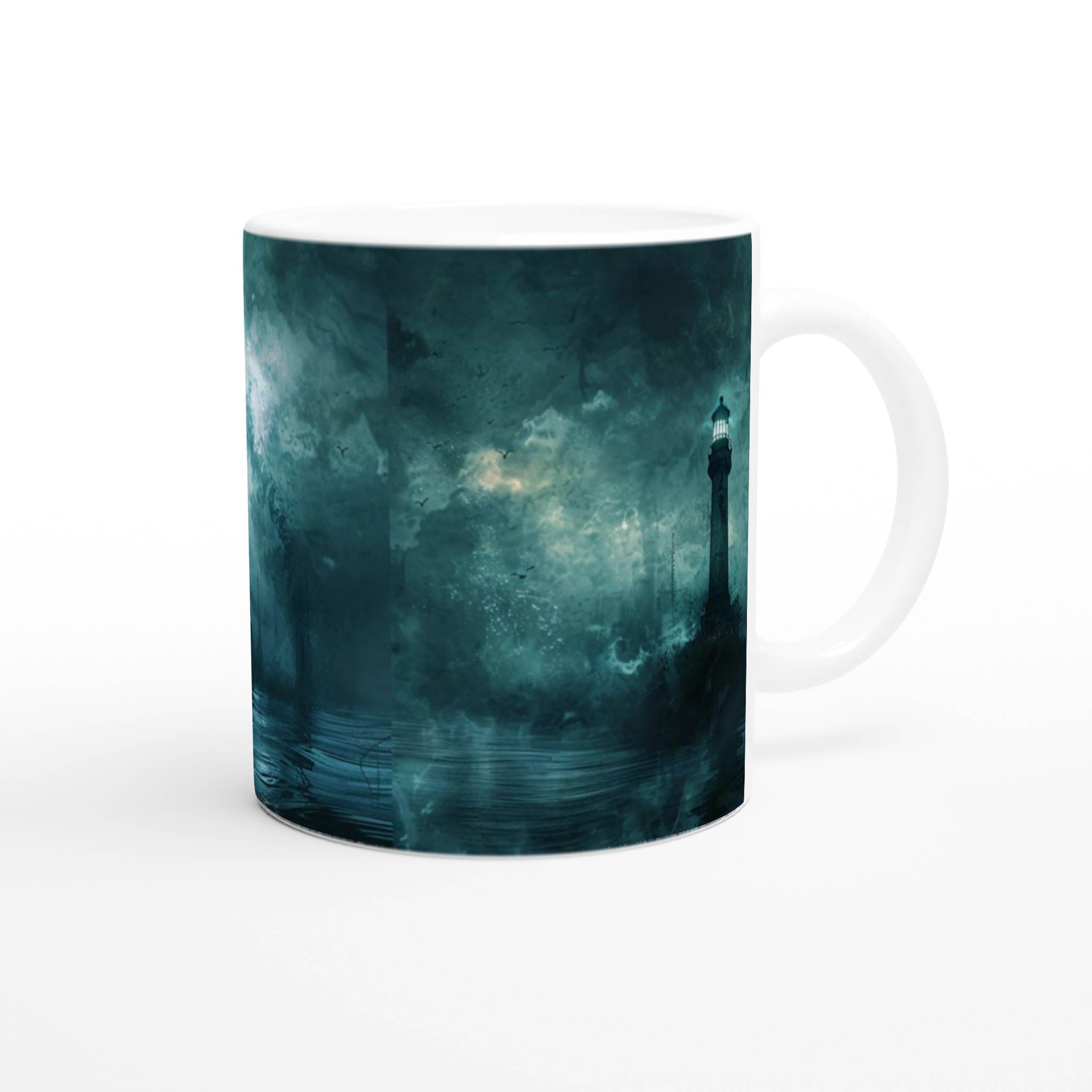 Mystical Lighthouse Ceramic Mug – 11oz in Your Choice of Ceramic Hues 9 ebca5a24-c679-4a29-950f-385319a4d8b5