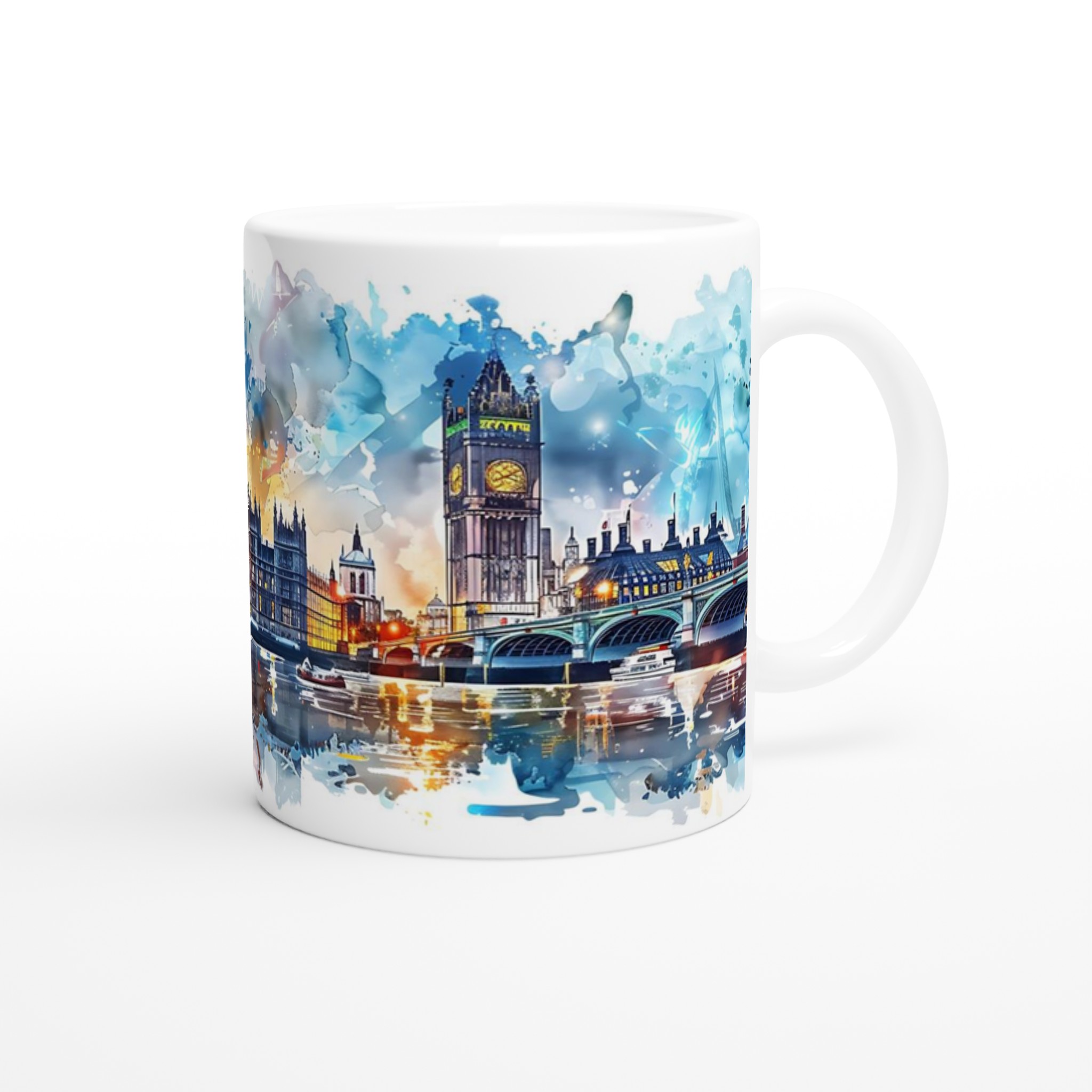 London Skyline Akvarellmugg – Konstnärlig Siluett & Levande Färger, Välj din favoritfärg! 9 ebf1c751-4e6f-40b1-b40e-8de94da3c72b