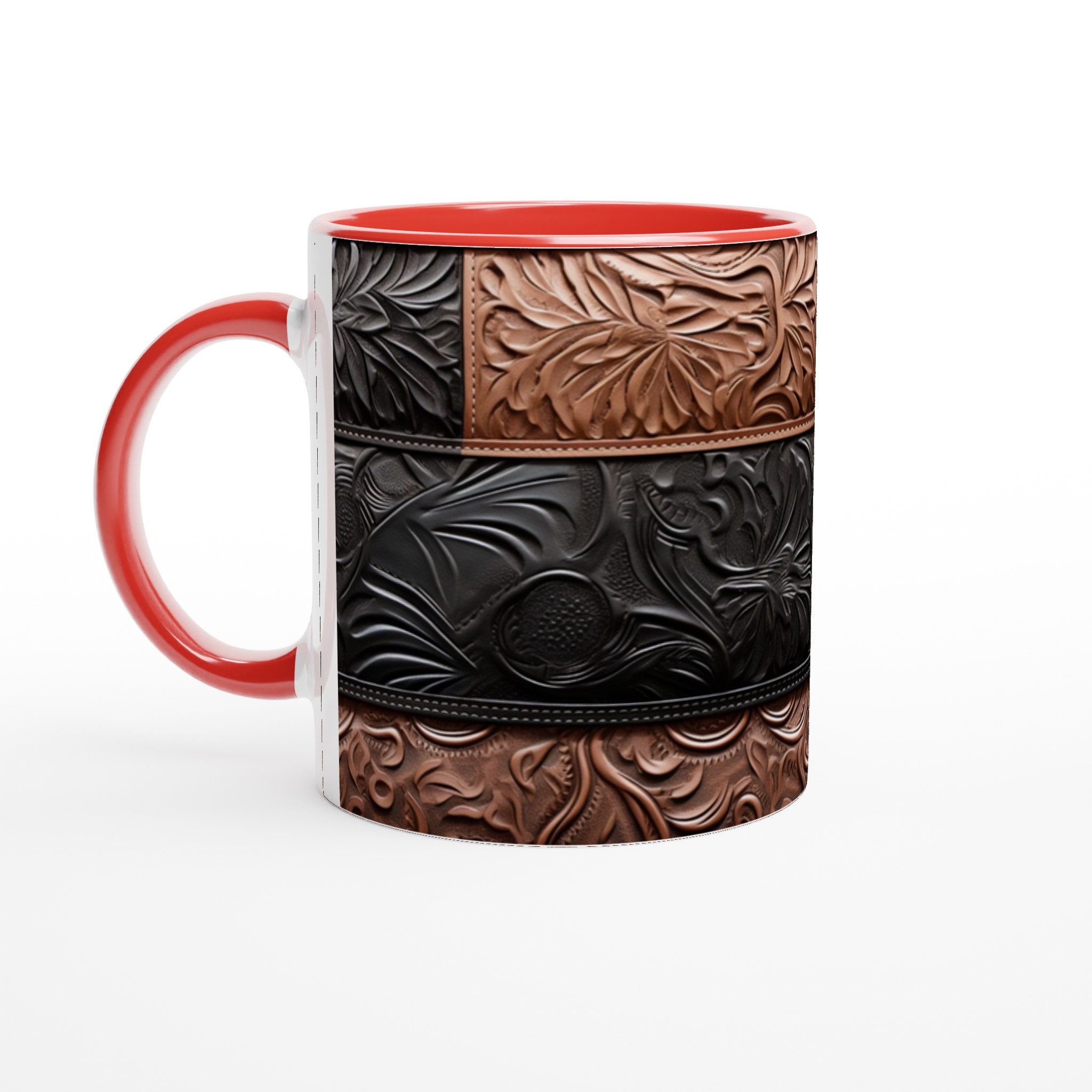 Mugg i präglat läderlook – Robust 11 oz keramikmugg i rustik design, perfekt för hem & kontor 2 ec059542-e5f0-46a6-bd2f-9961f81ba09d