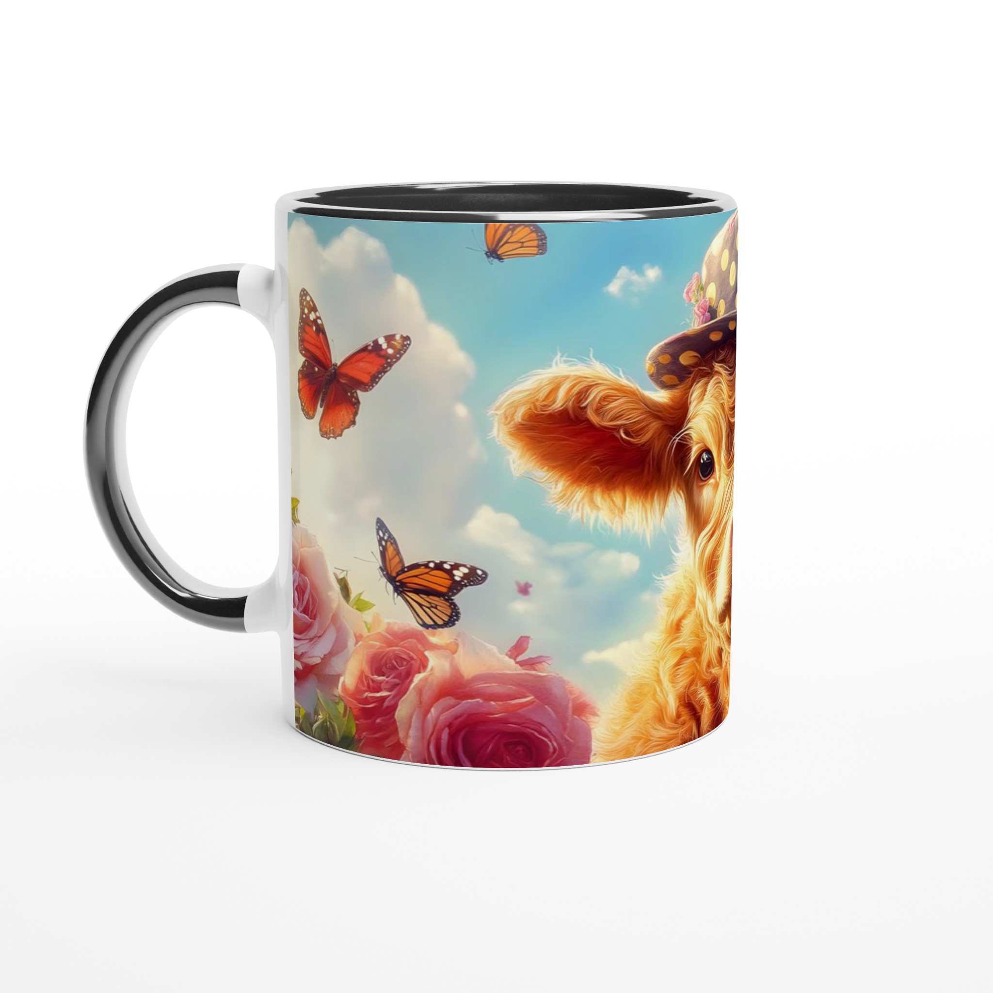Chic Kalvmugg: Söt Ko med Hatt & Rosor – 11 oz Keramisk Kaffemugg i Valfri Färg 7 ec44554b-af85-4db0-ab9b-3c5f5e42eafa