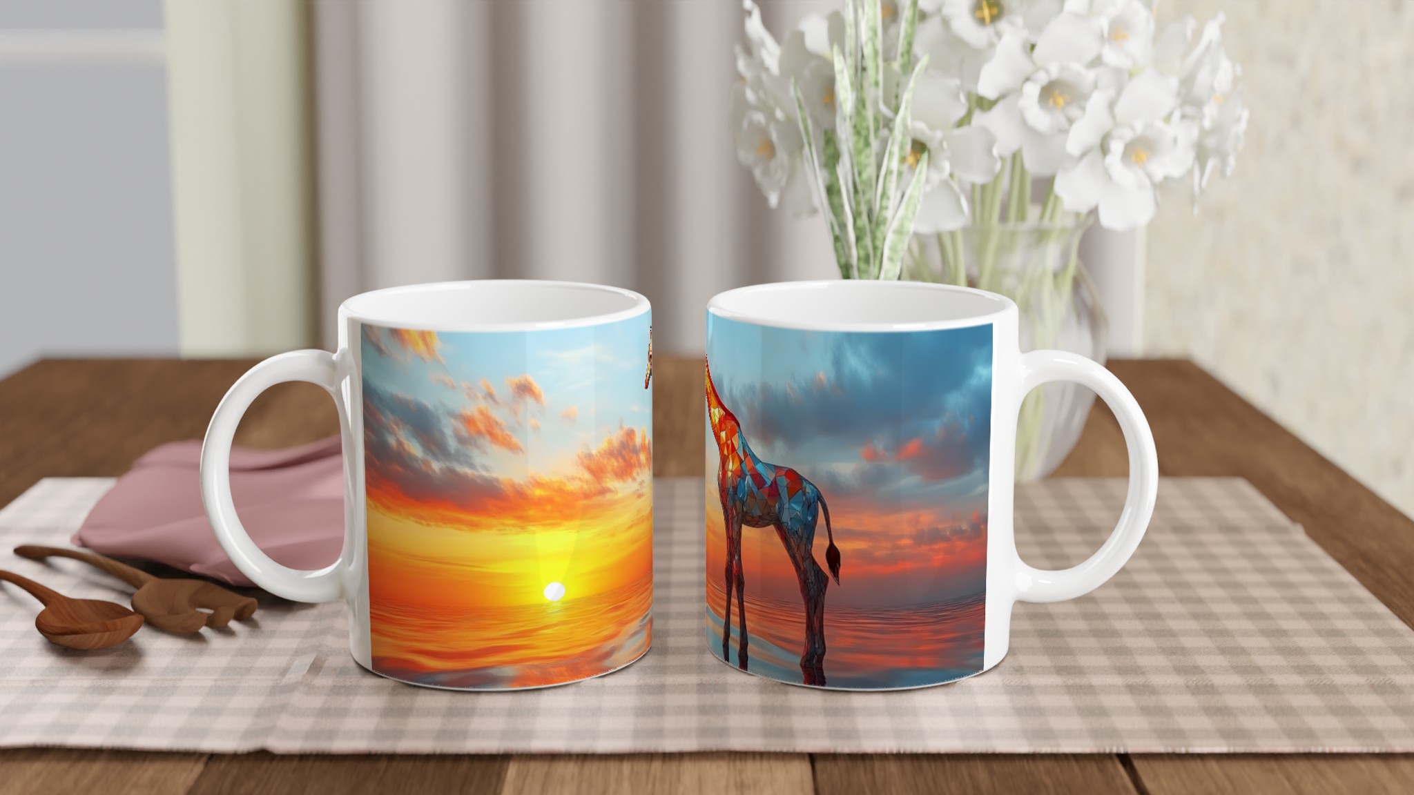 Abstrakt Giraff Solnedgång Keramikmugg – Konstnärlig 11oz Kaffemugg i Ditt Val av Färg 10 ec4e5ea7-be87-443b-97a4-f54588abb941
