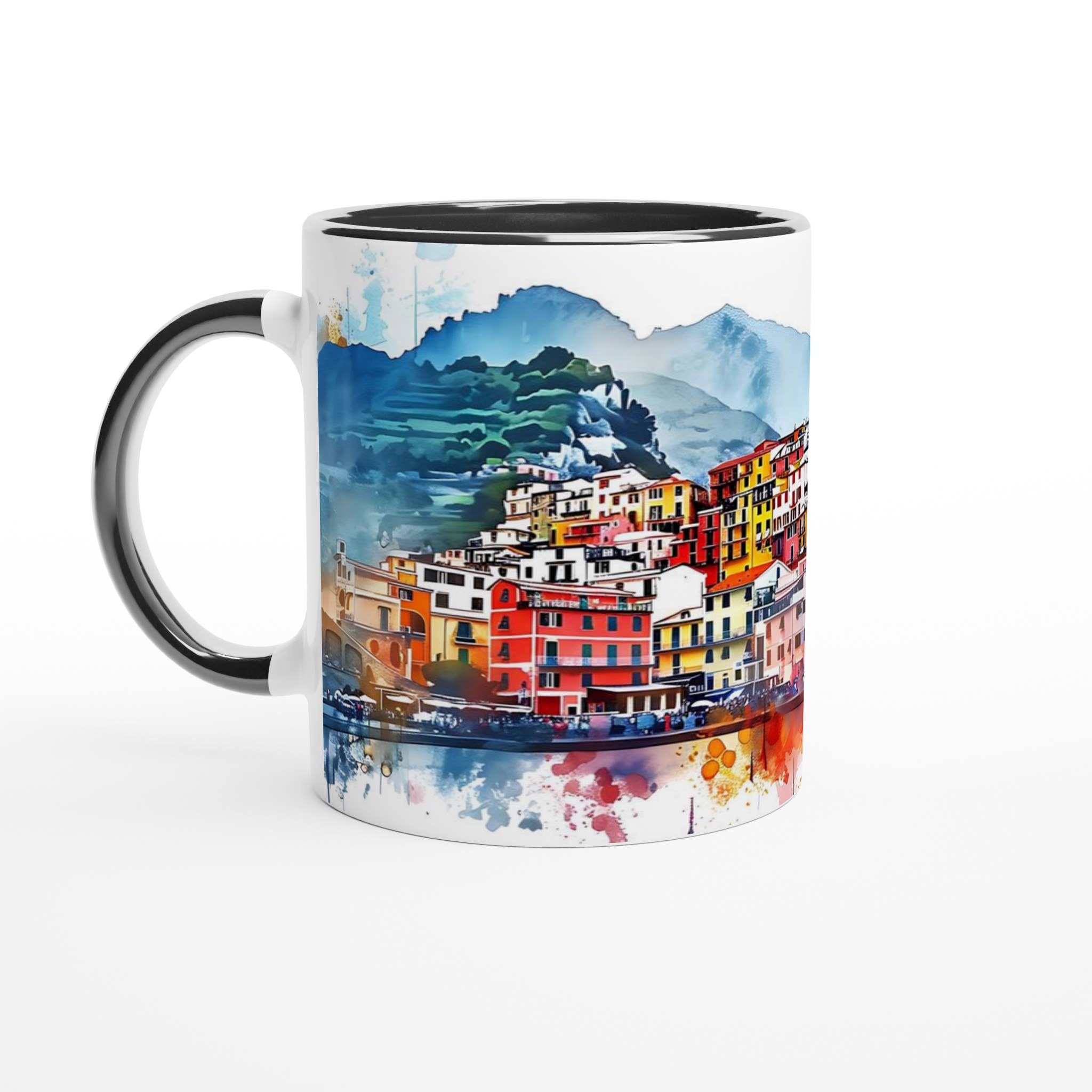 Italiensk Kuststad Akvarell Mugg – Färgstark Keramikmugg 11oz 7 ec97240b-d515-4c4d-aa72-c2648470e639