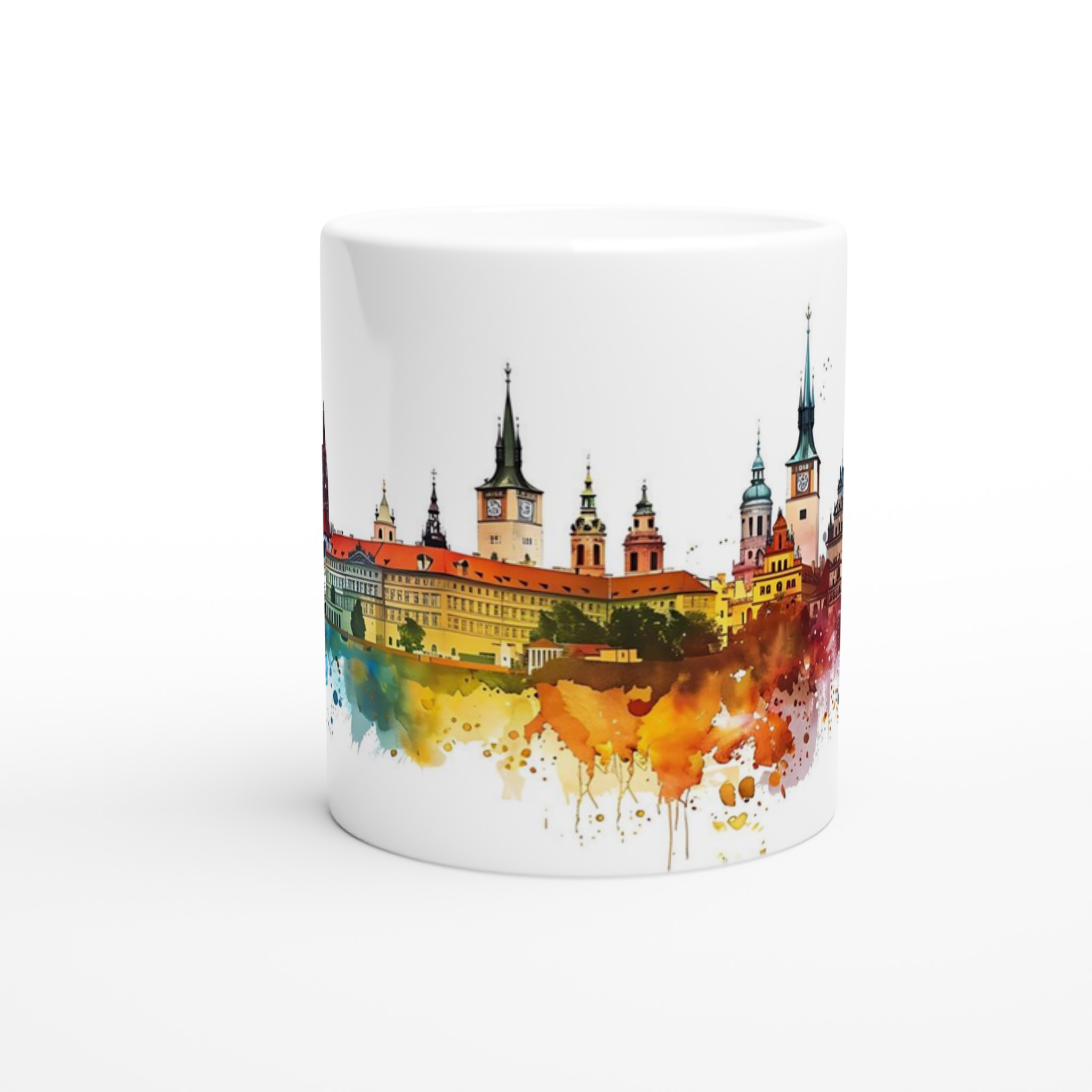 Prag Watercolour Cityscape Mugg - 11oz Keramikmugg med Färgstarkt Vattenfärgstryck 8 eceff9ce-2413-4f30-ac8e-d2c67e943c14