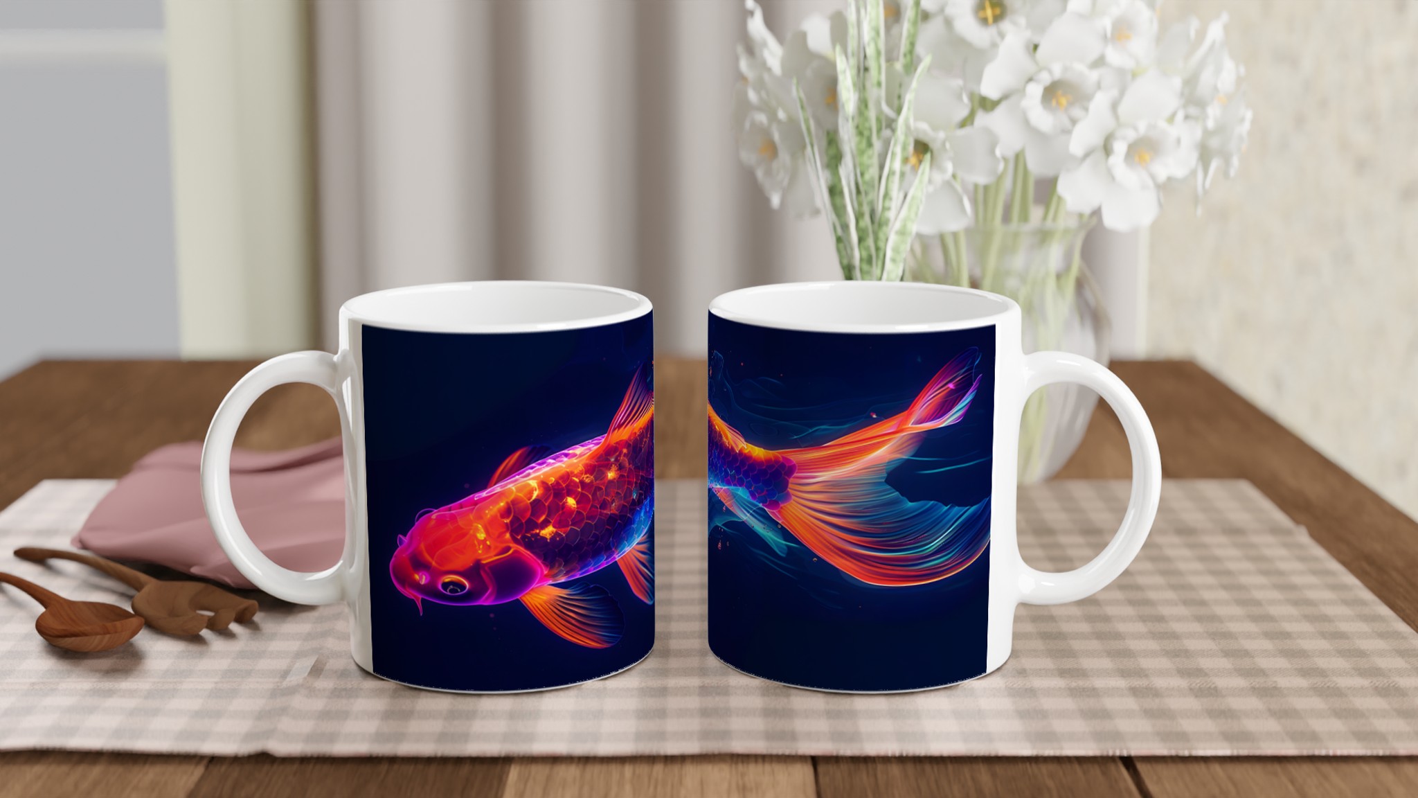 Neon Koi Fiska 11oz Keramisk Mugg - Lysande Design i Väljbara Färger 10 ed20998b-41b1-4b45-bb9b-54f4135caecc