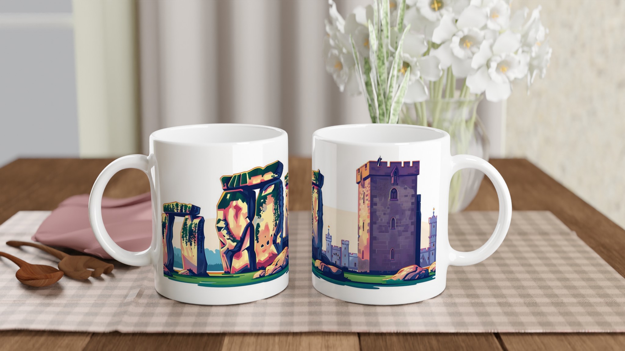 Historiska Stonehenge & Slott Keramisk Mugg – 11 oz i ditt val av sju livfulla färger 10 ed39018a-8d9d-4328-a8ac-667c4d8b46fa