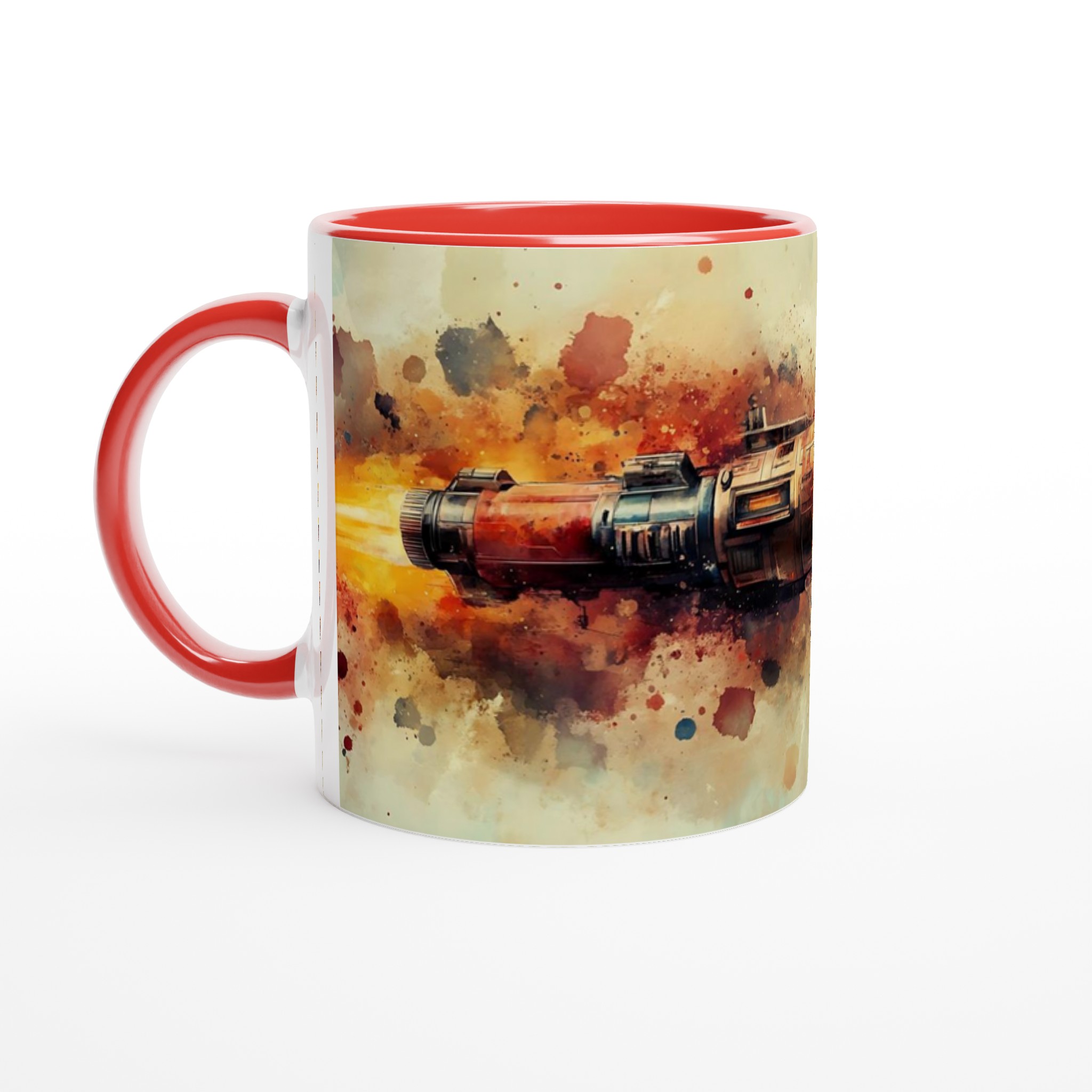 Kosmiskt äventyr kaffemugg – Färgstark akvarell rymdraket i din favoritfärg 5 ed391f4c-eba0-4c73-8580-a8b40c5ace4a