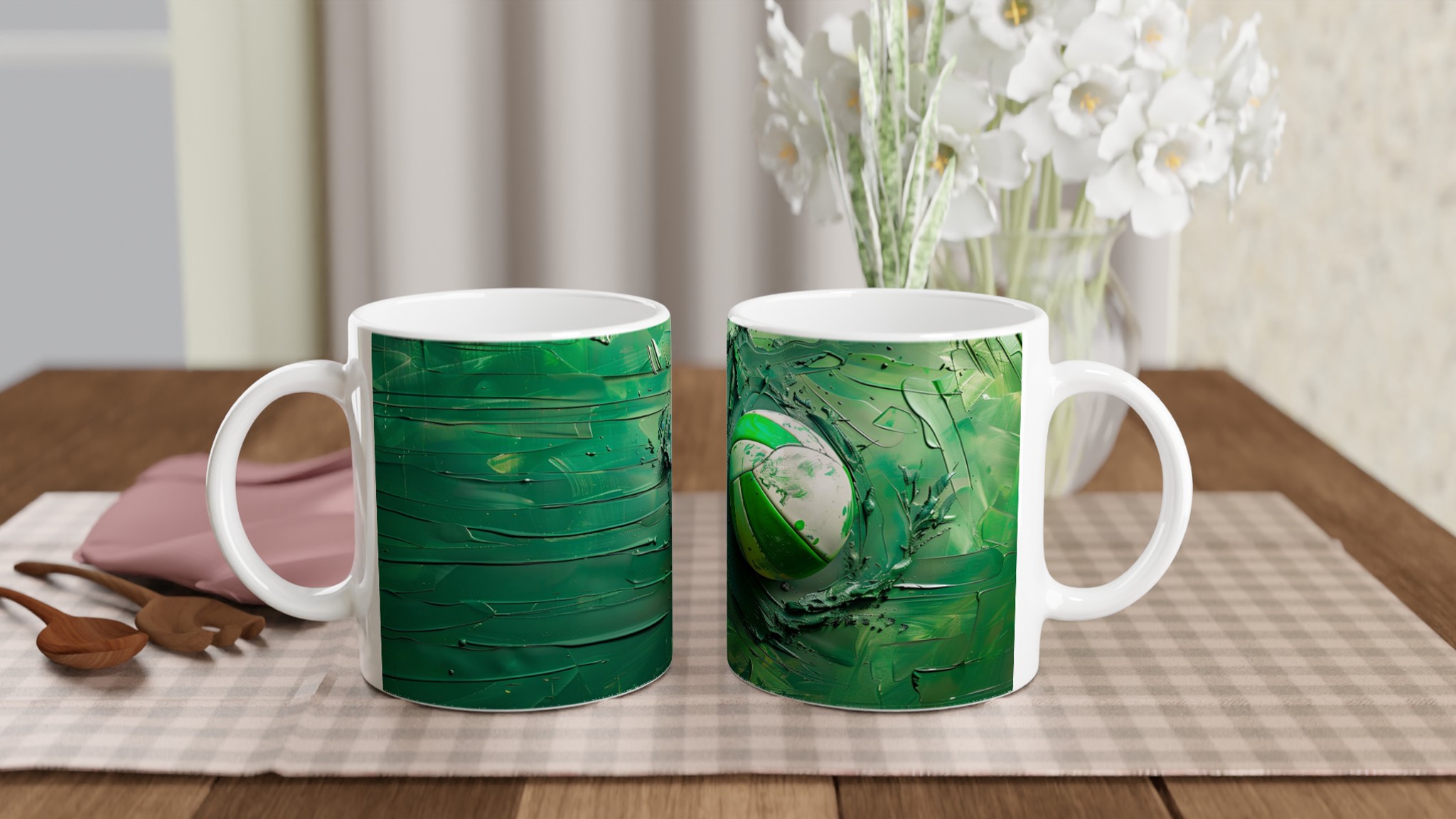 Grön Konstmugg: Volleyball i Akryl – 11 oz Keramisk Kaffemugg i Valfri Färg 10 ed477ac0-736f-4598-8441-602ce81057c9